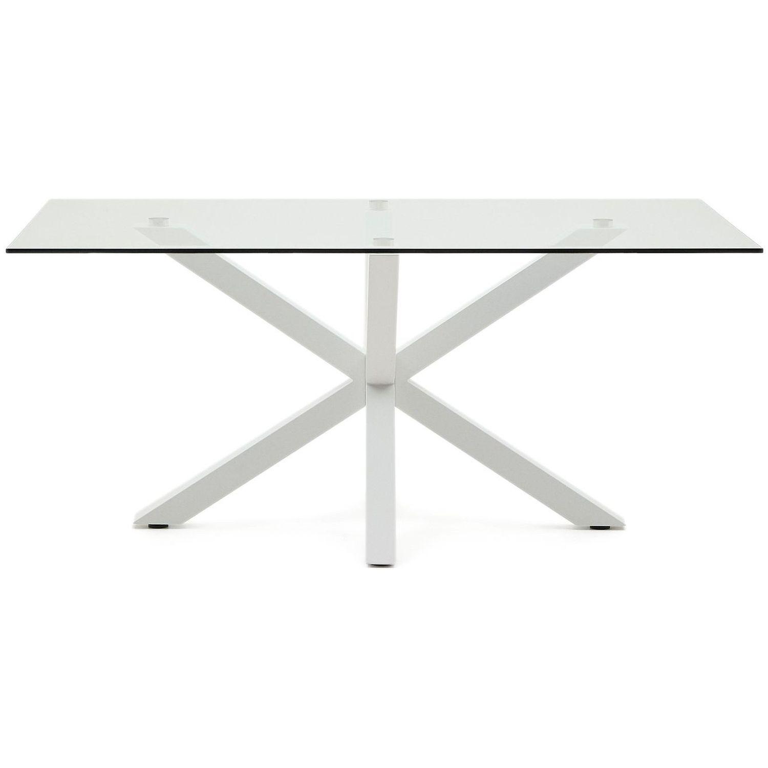 Argo Tisch aus Glas und Stahlbeine weiß 160 x 90 cm