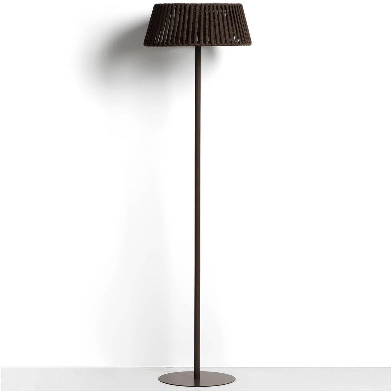 Outdoor-Solar-Stehlampe Aldet aus flachem Seil mit braunem Metallfuss 46x46
