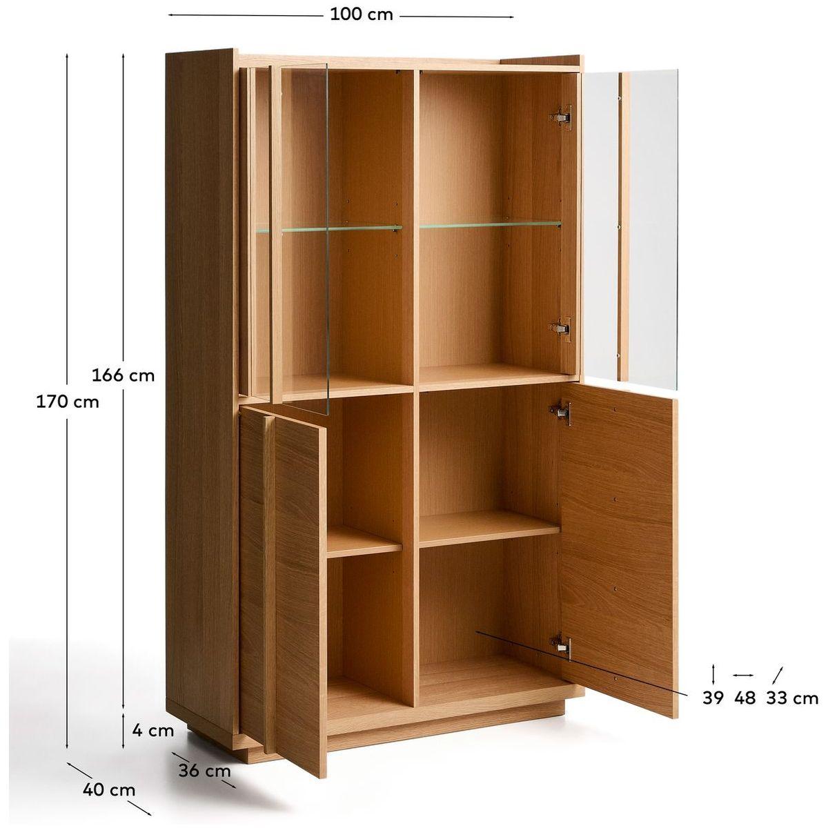 Vitrine Onix aus massivem Eichenholz und Eichenfurnier mit Naturton-Finish 100x170 FSC Mix Credit