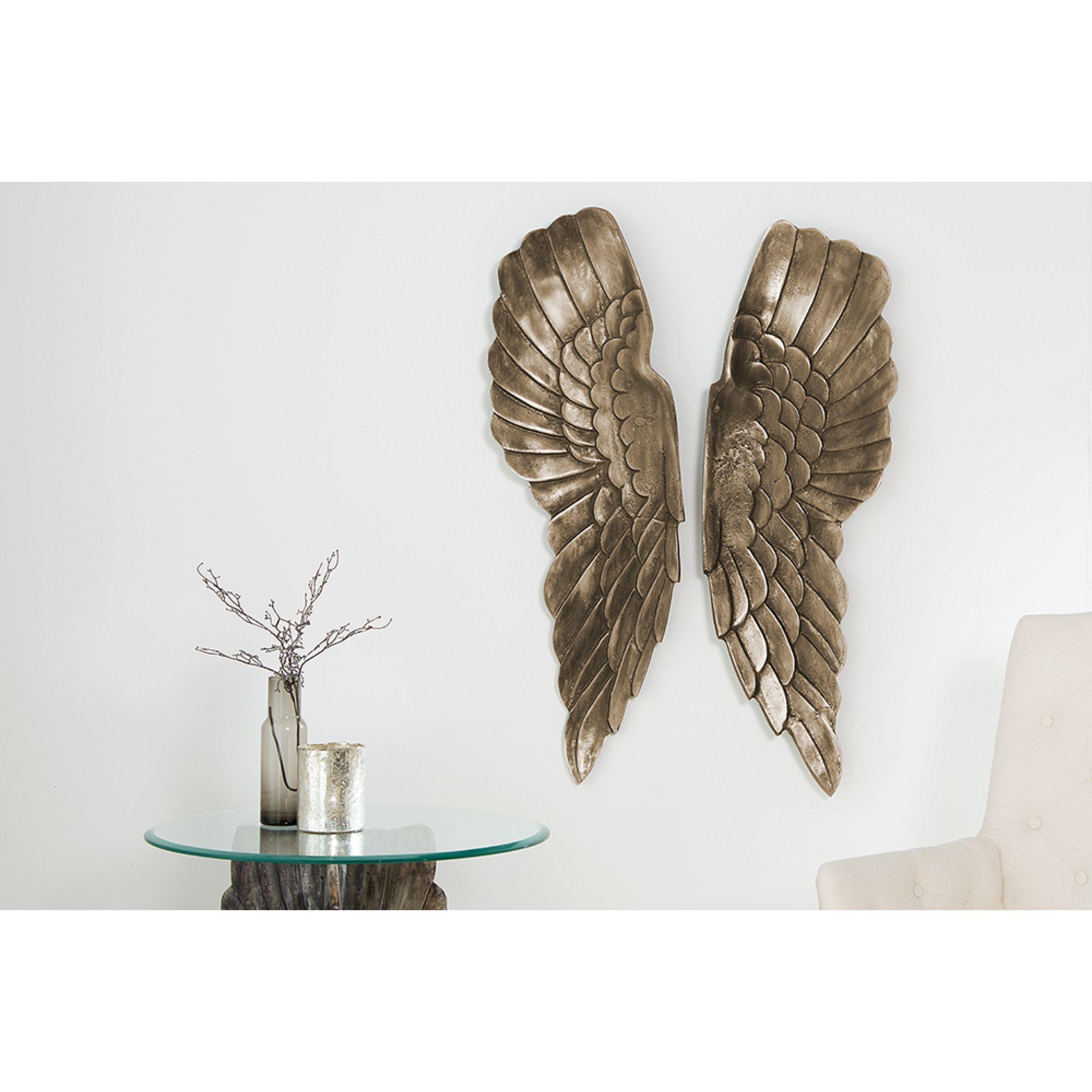 Wanddeko Angel Wings Engelsflügel antik silber bronze