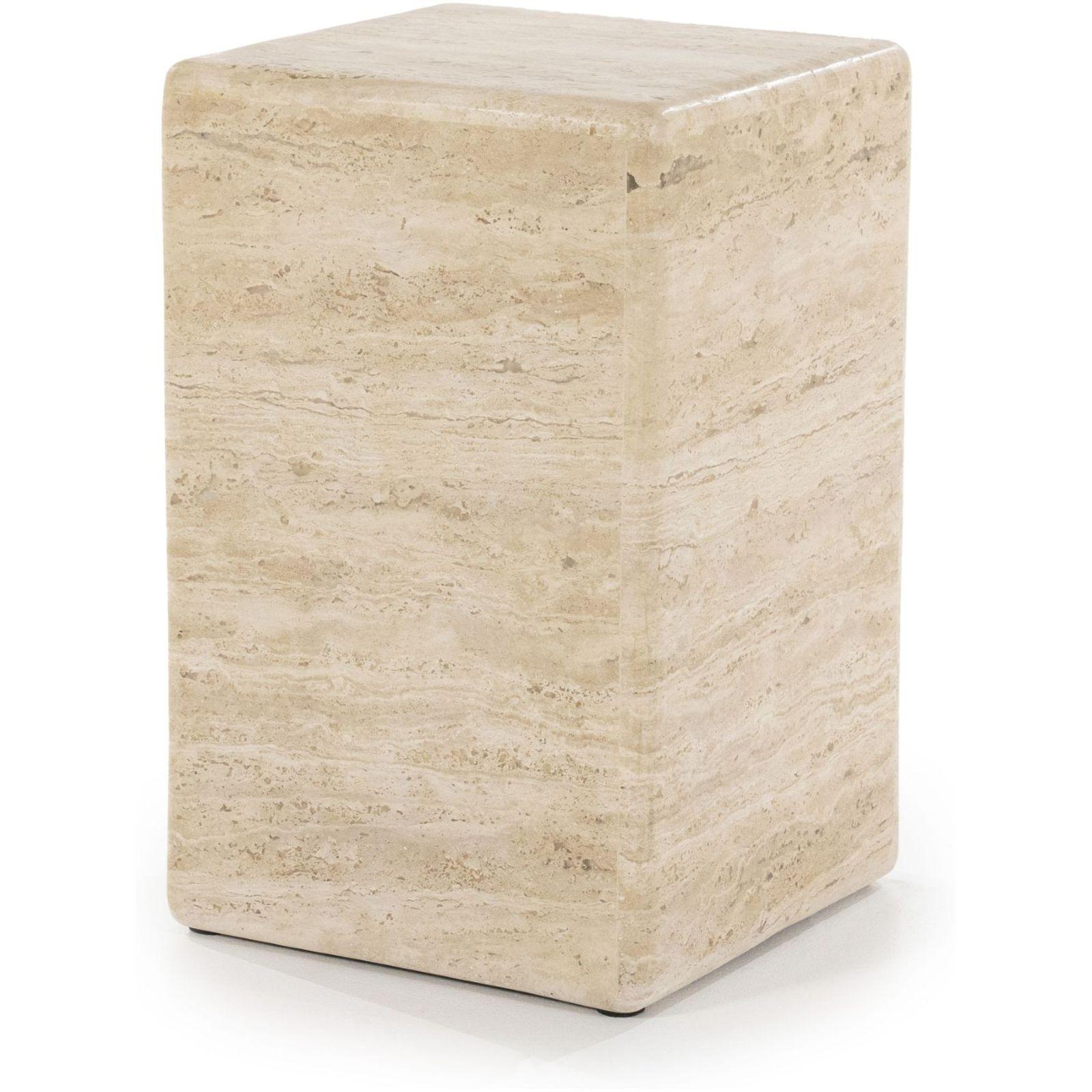Beistelltisch Säule Cube Travertin Stein beige 30x30
