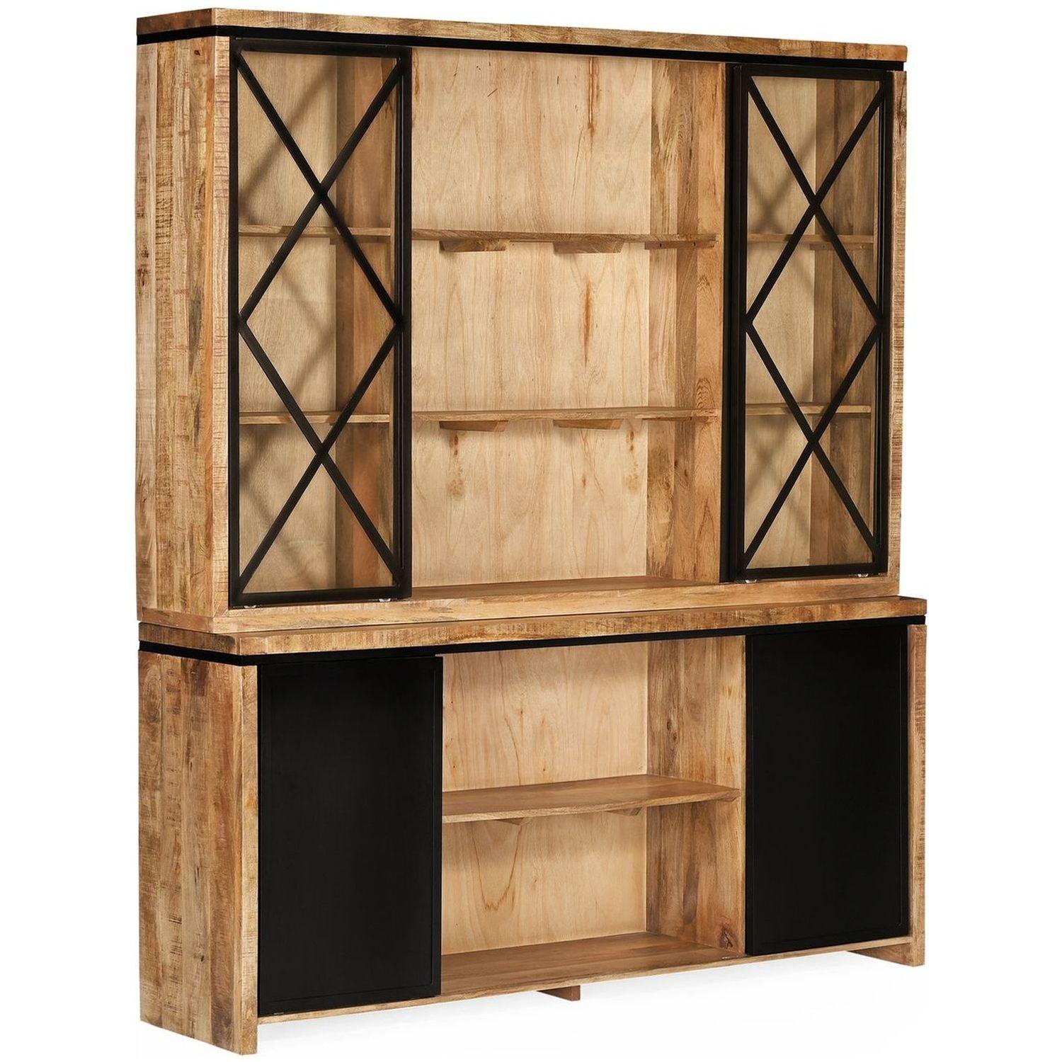 Vitrinenschrank Chalet Vintage Mangoholz Natur 200x220