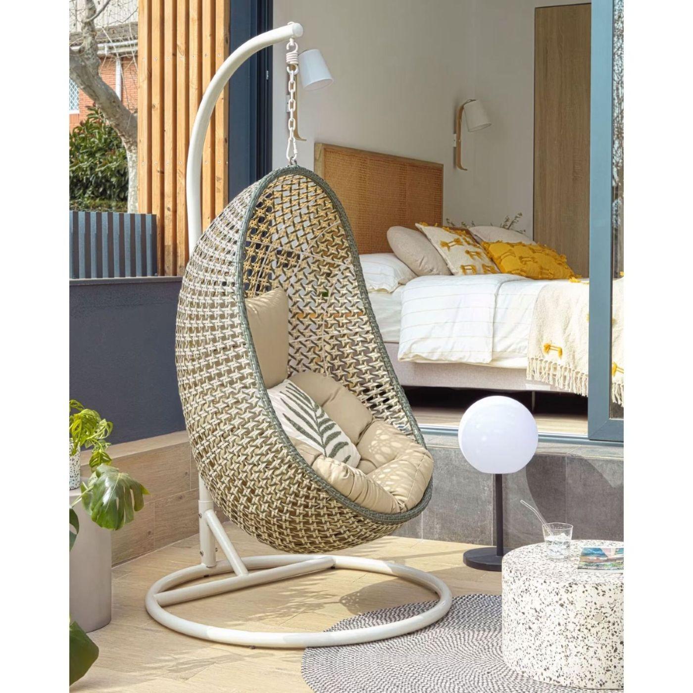Garten Hängesessel Ciara Poly Rattan mehrfarbig Fuss hellgrau