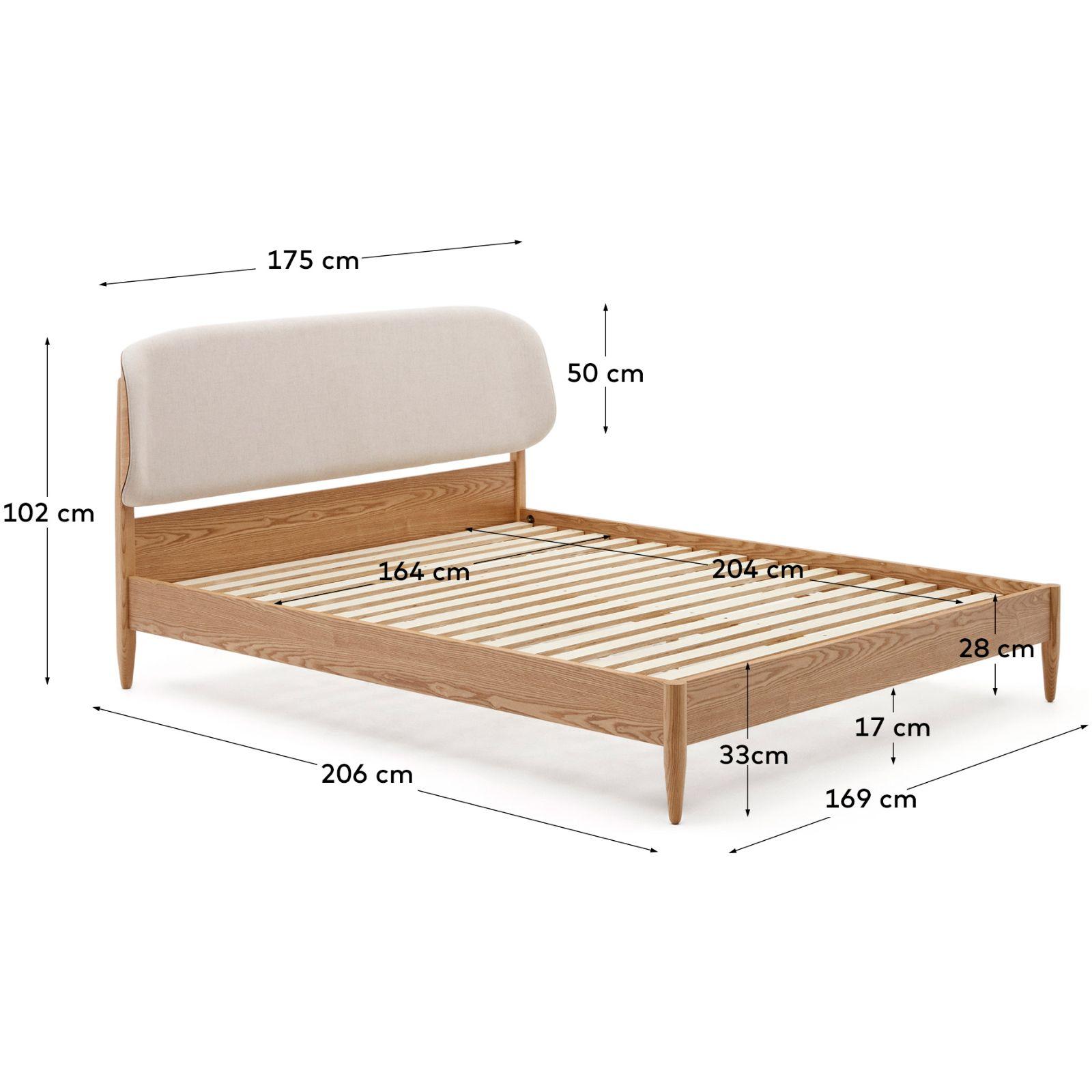Holzbett mit Kopfteil Octavia Eschenfurnier - Grösse: 160x200