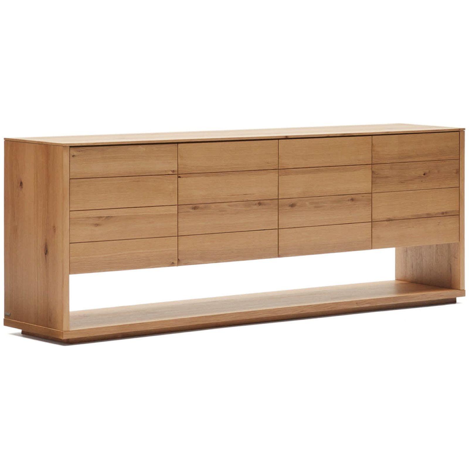 Alguema Sideboard 4 Türen mit Eichenfurnier und natürlichem Finish 200 x 74 cm