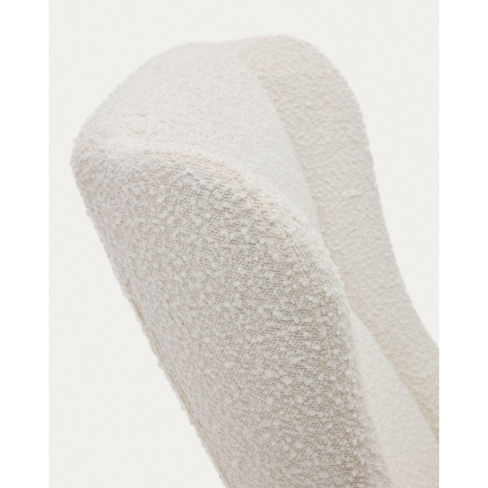 Maustin Schaukelstuhl mit weissem Bouclé und Gestell aus Stahl und Buchenholz