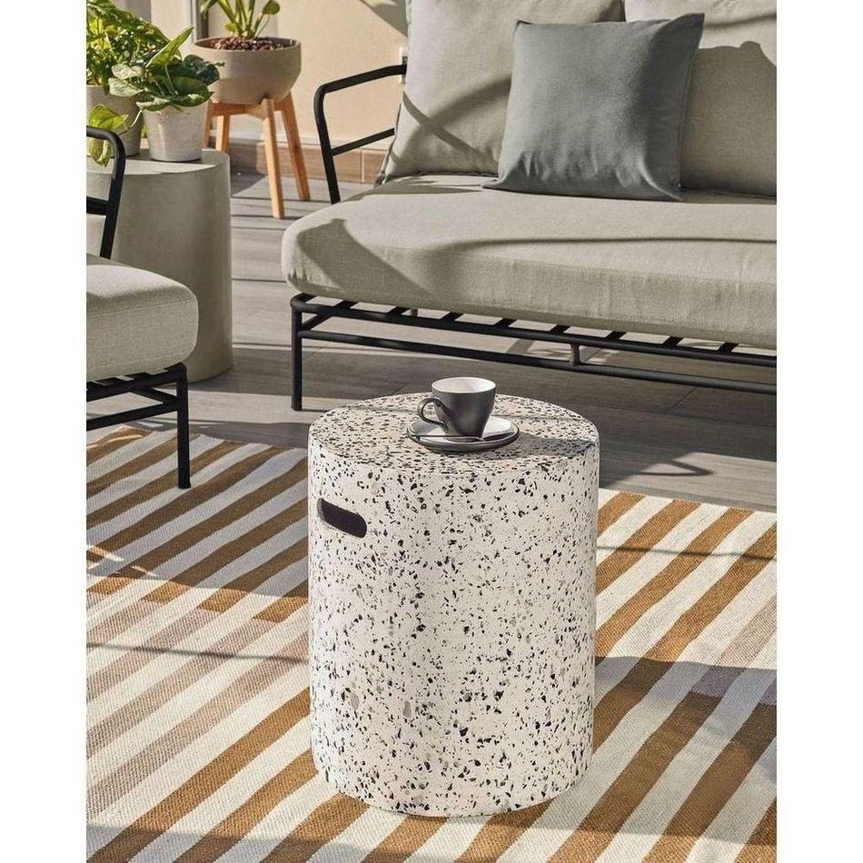 Jenell Outdoor Hocker aus Terrazzo weiss 35x35
