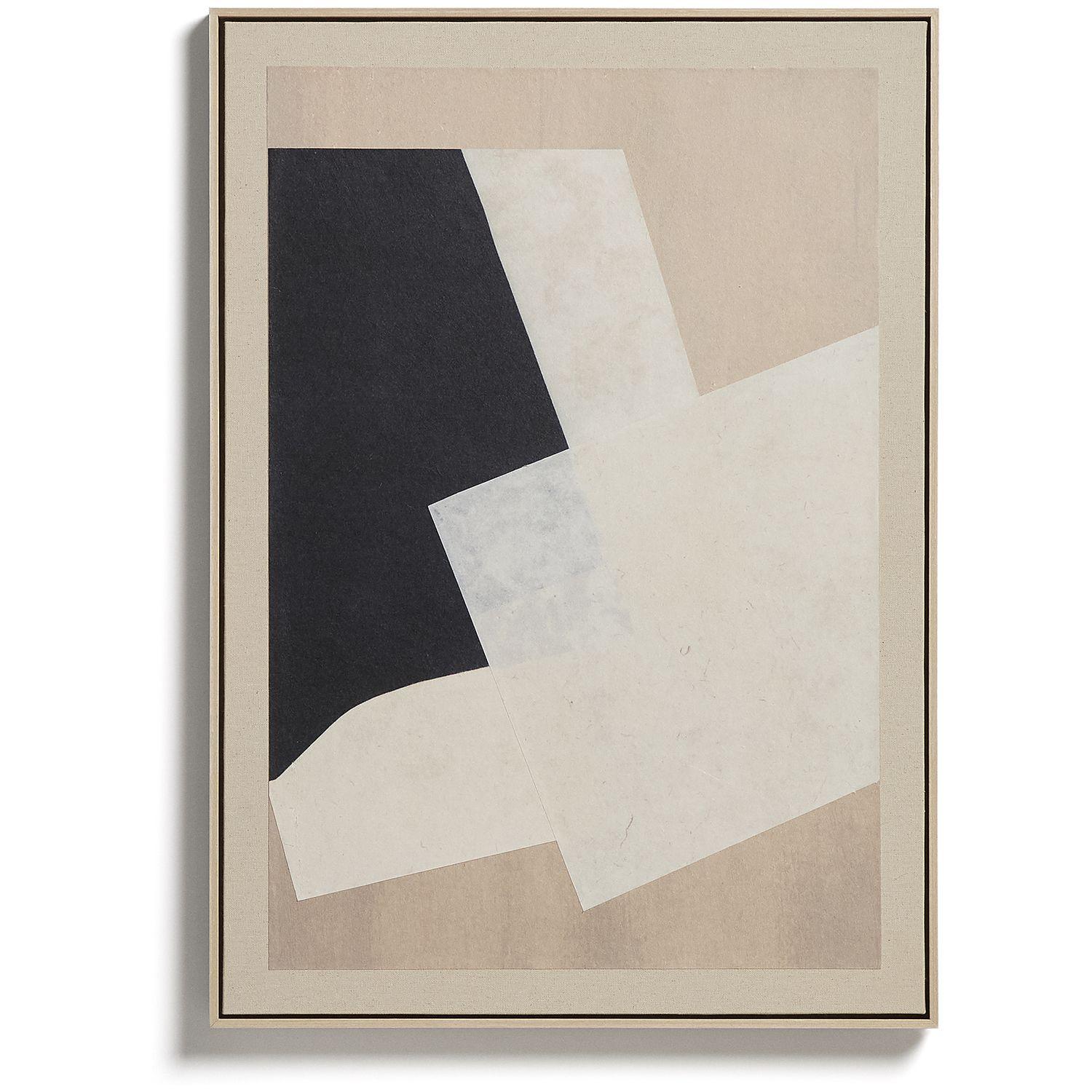Abstraktes Bild Varo I Papier Leinen in Beigetönen 50x70