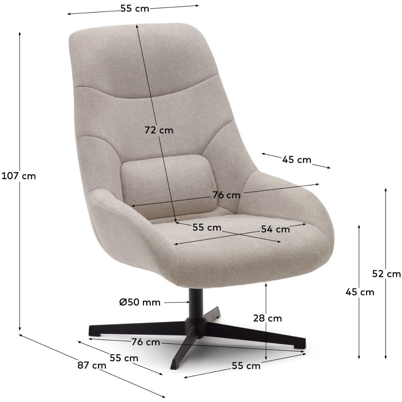 Relaxsessel drehbar Chenille Stoff beige Stahl schwarz
