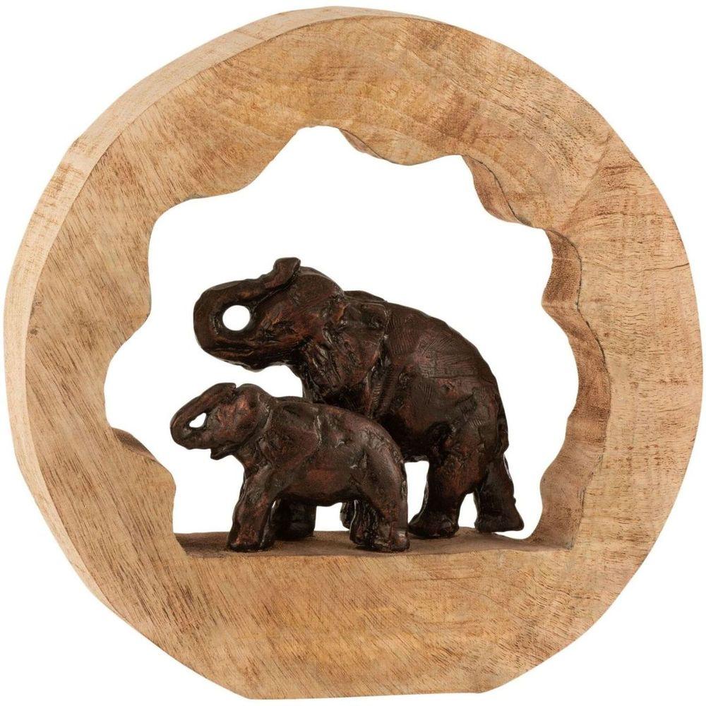 Deko Figur Elefant und Kind Mangobaum Aluminium Bronze Small