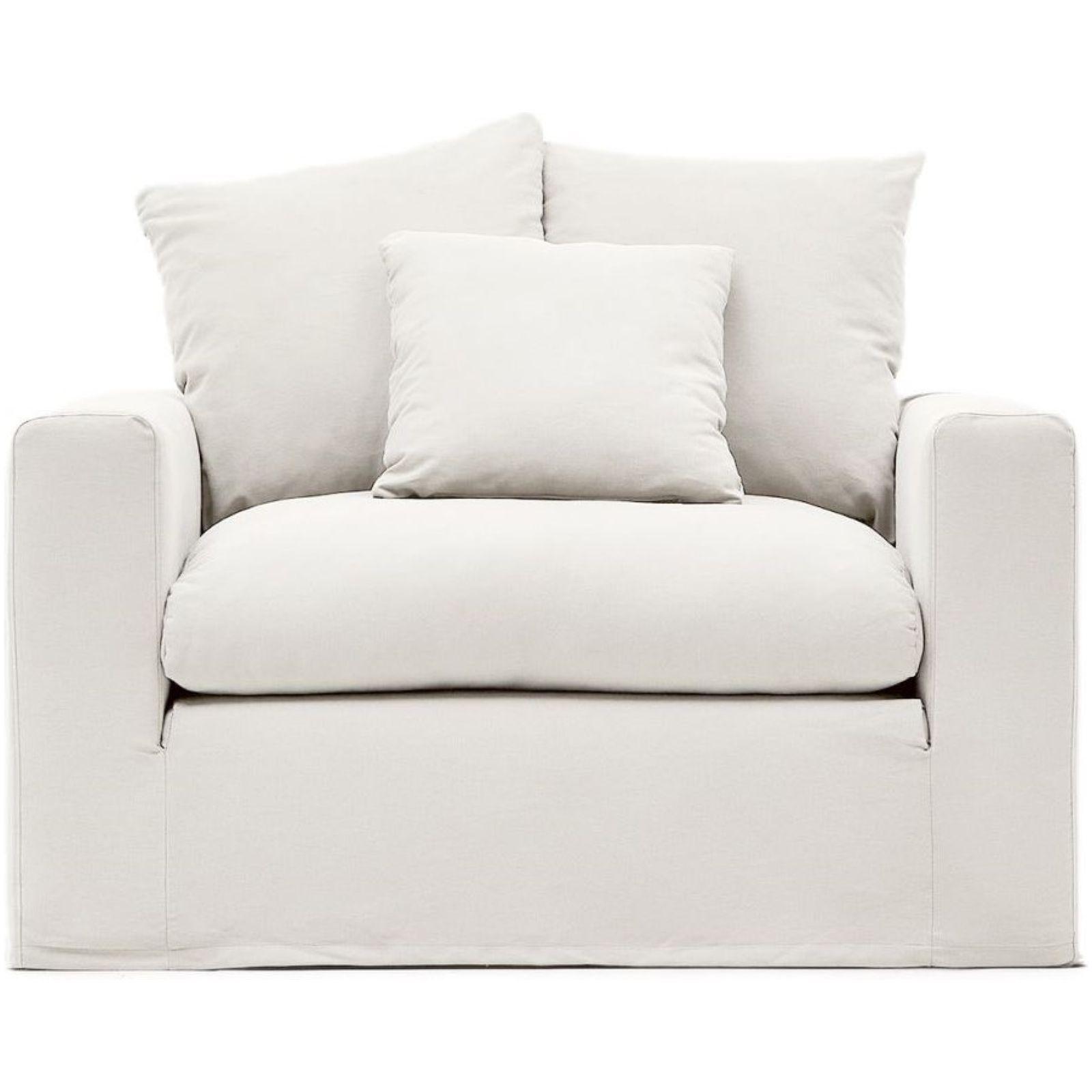 Bezug für Nora Loveseat Sessel aus Leinen und Baumwolle naturfarben