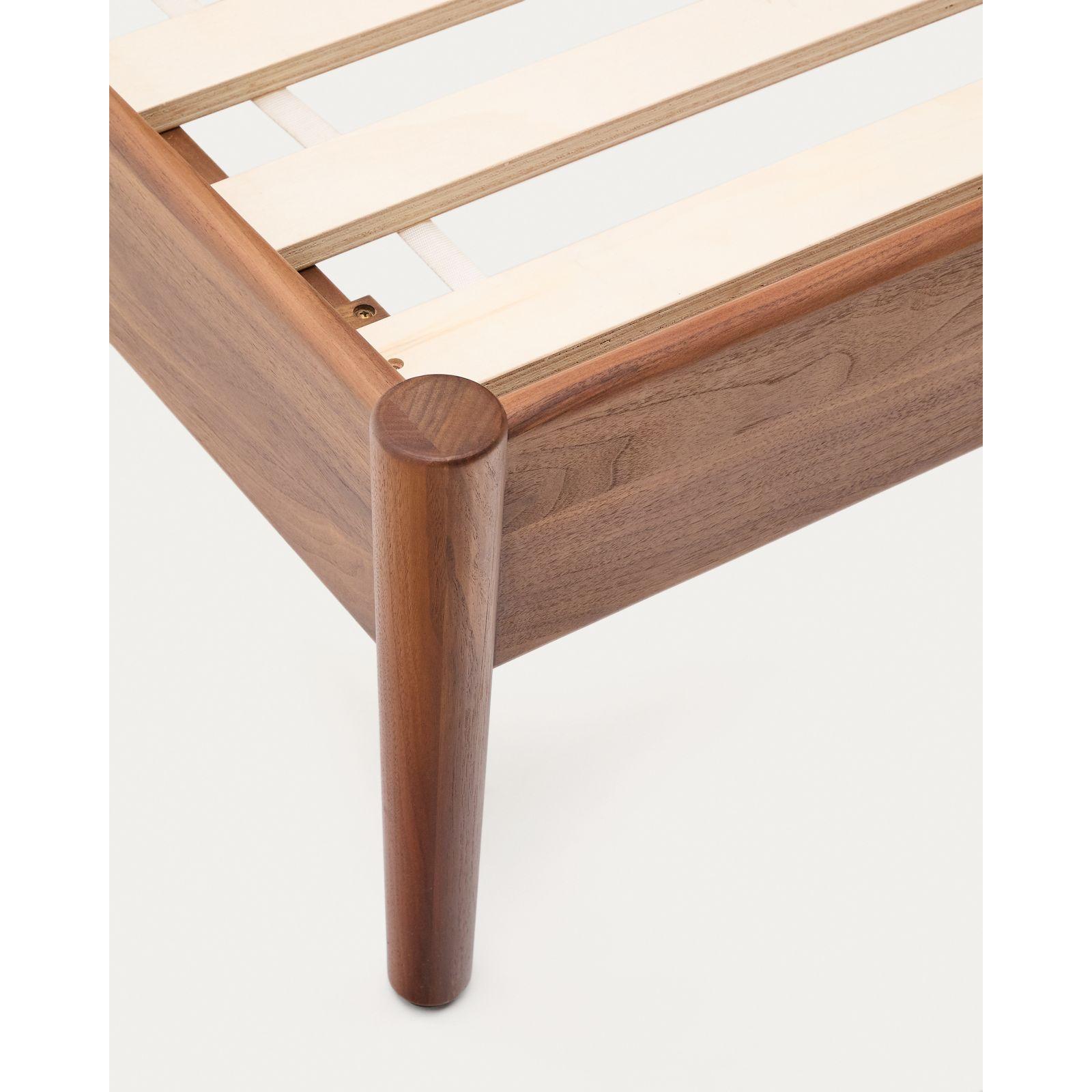 Holzbett mit Kopfteil Elan Furnier und massivem Walnussholz mit Seil - Grösse: 160x200