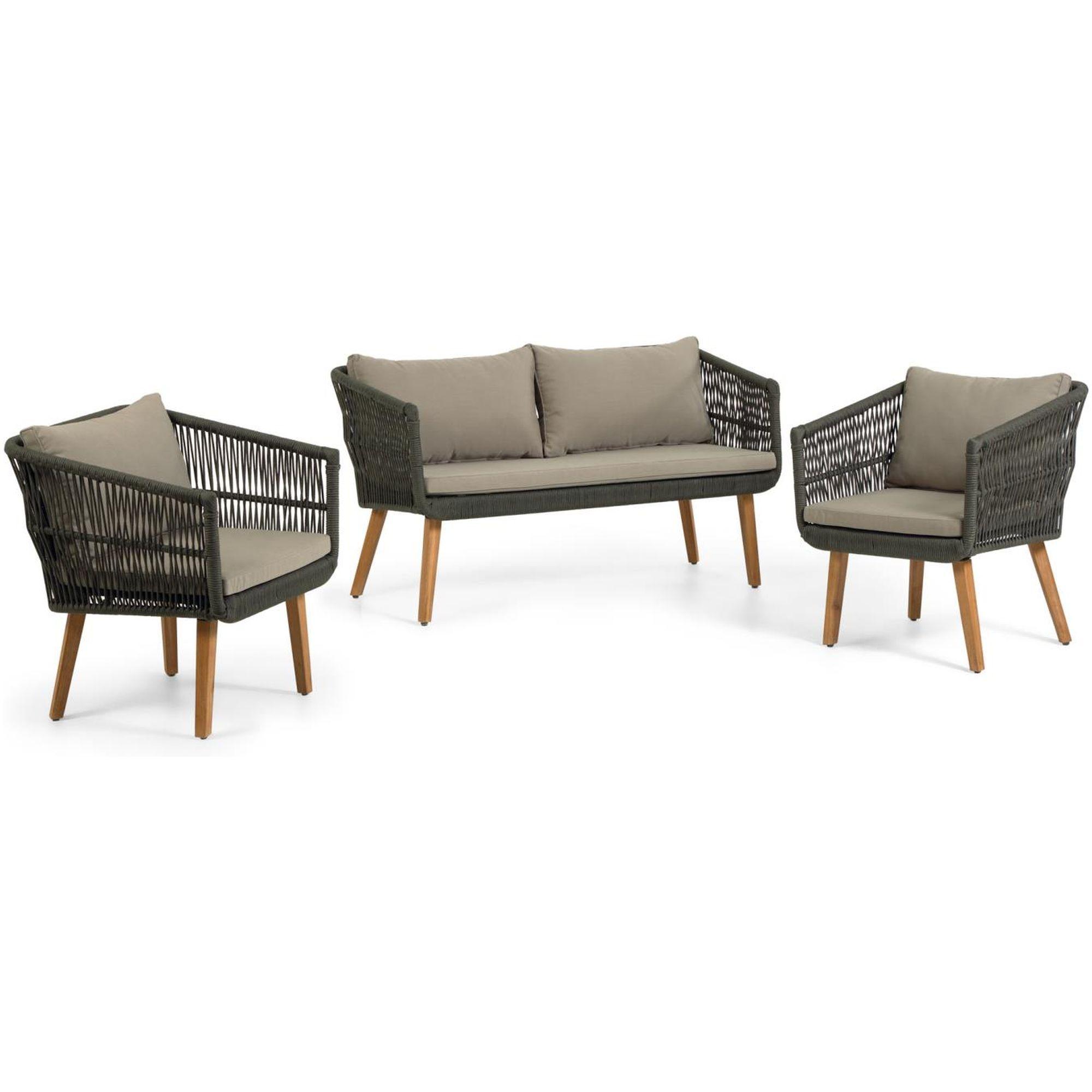 Gartenlounge Set Pestoni Akazienholz Seil (3-teilig)