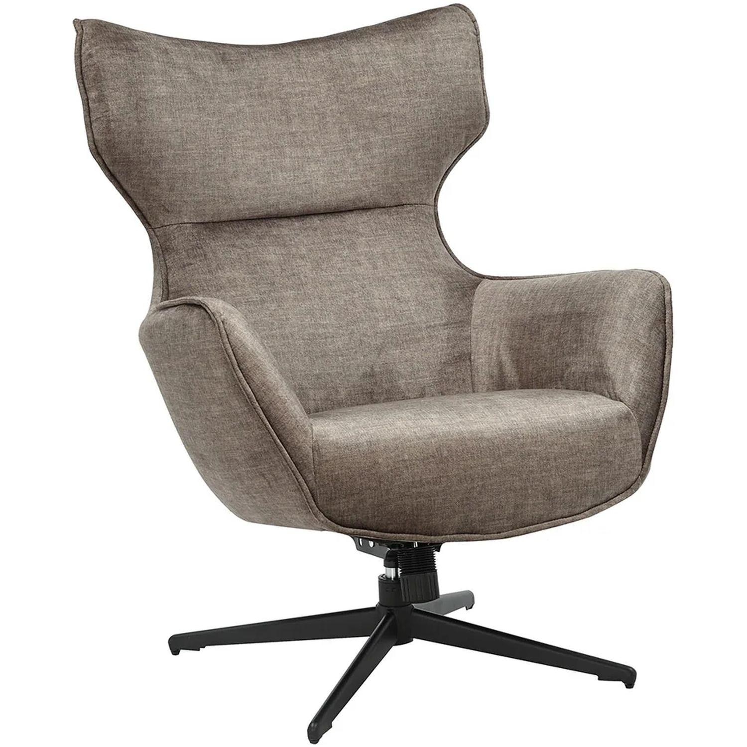 Relaxsessel drehbar Vana Samt Stoff taupe Metall schwarz