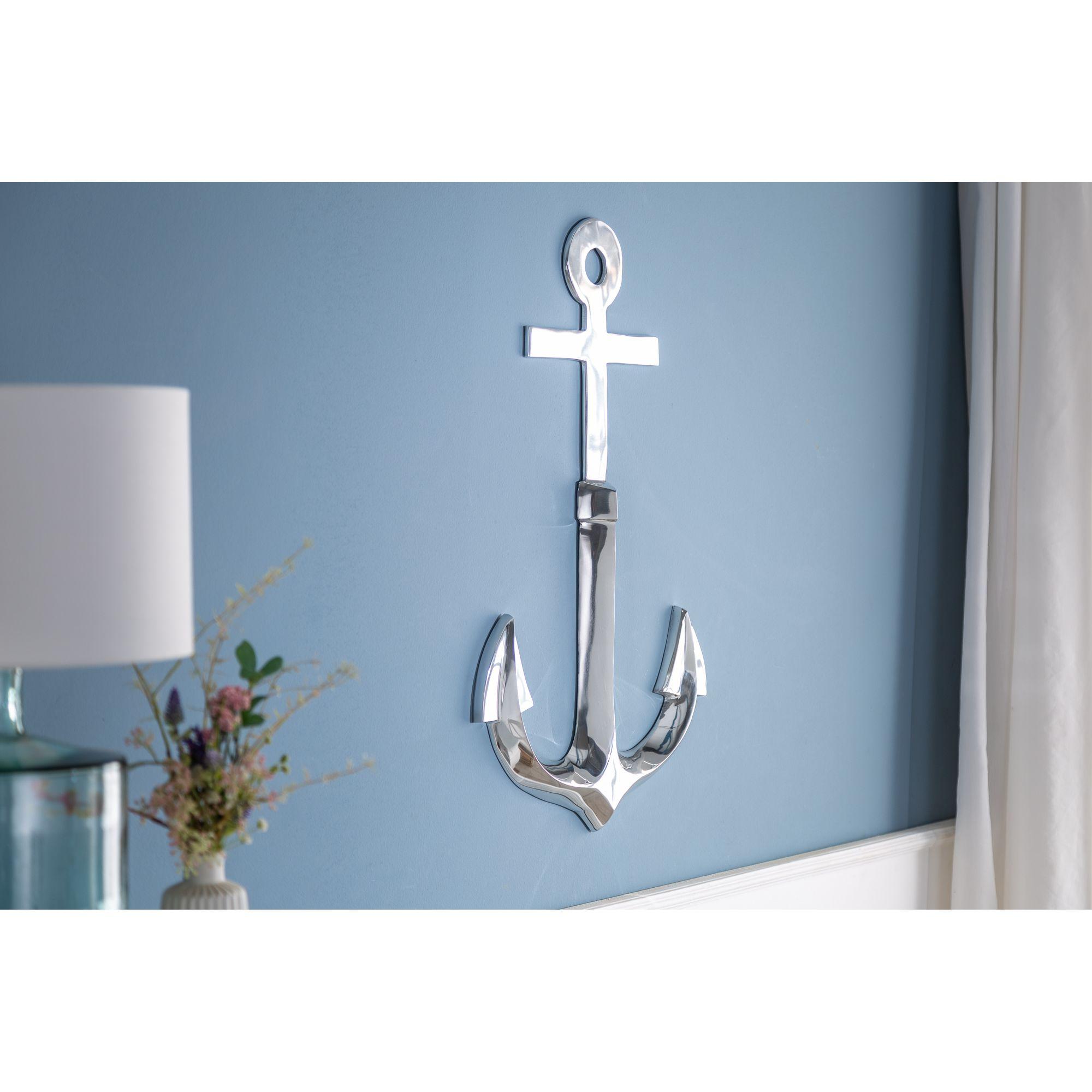 Wanddekoration Anker 70cm silber 3D