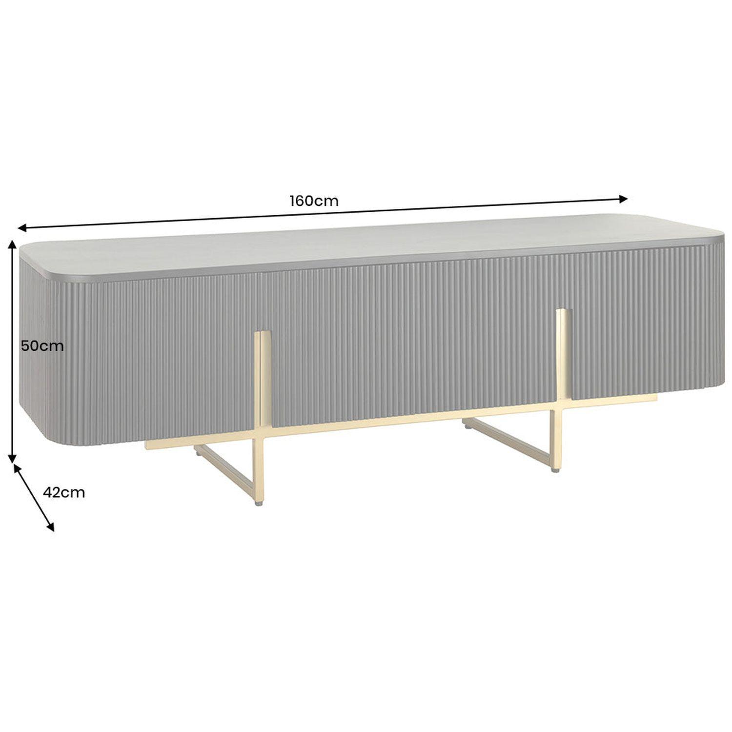 TV Board Lowboard abgerundet Cazeno Gold Mangoholz schwarz 160