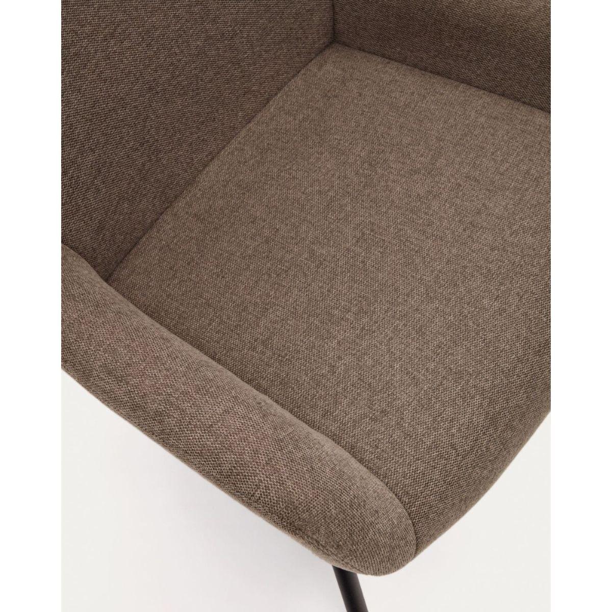 Ohrensessel Belina Chenille-Stoff hellbraun Stahl schwarz