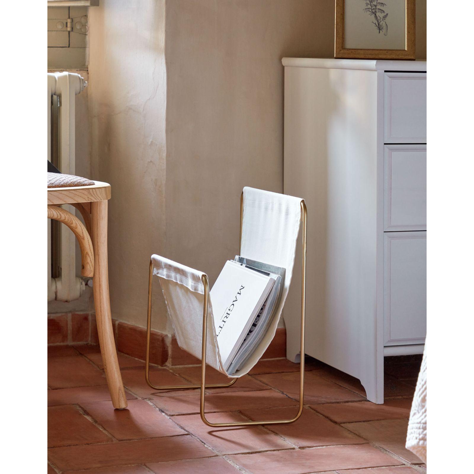 Zeitungsständer Siana beige und goldfarbenes Metall