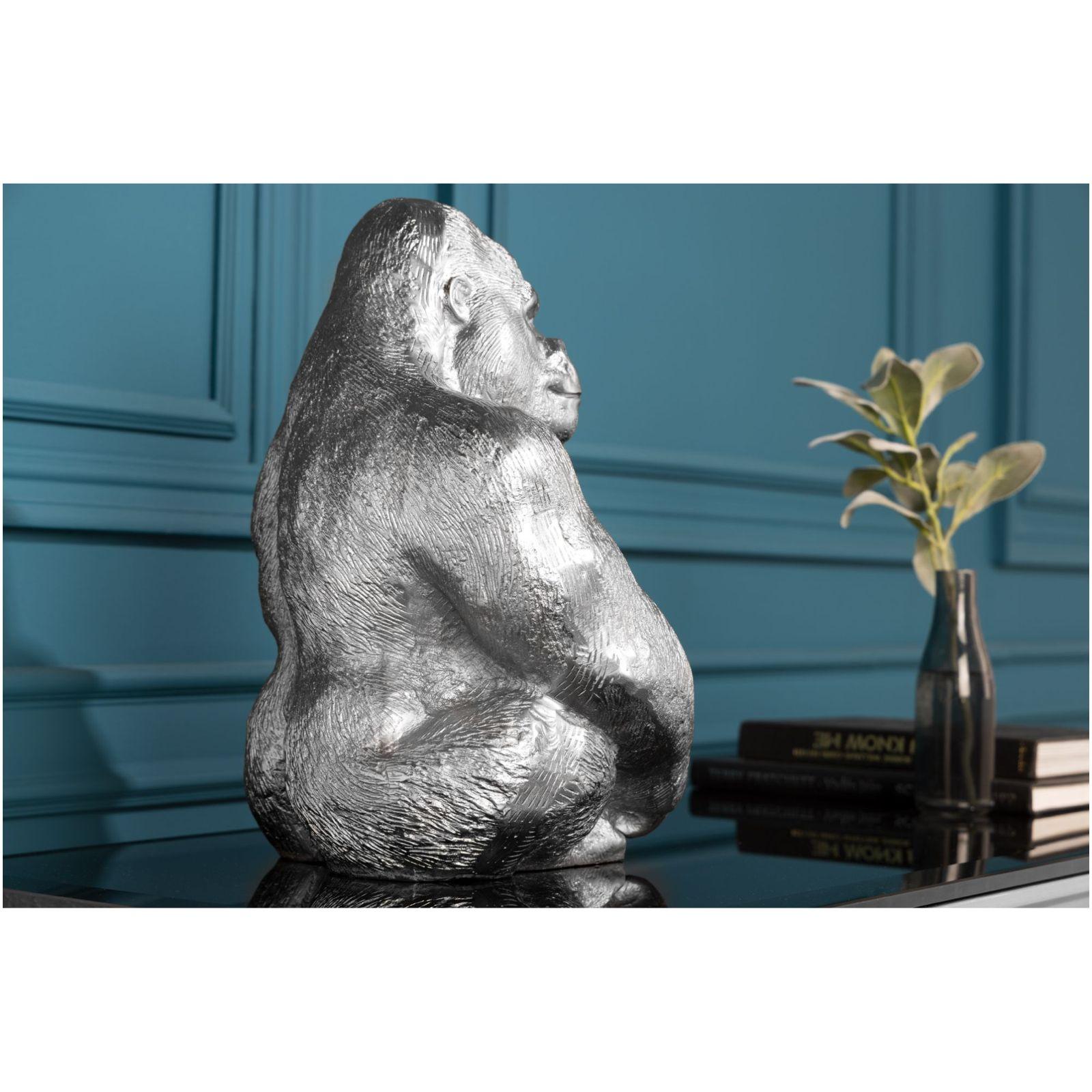 Deko Figur Gorilla Affe Aluminium silber