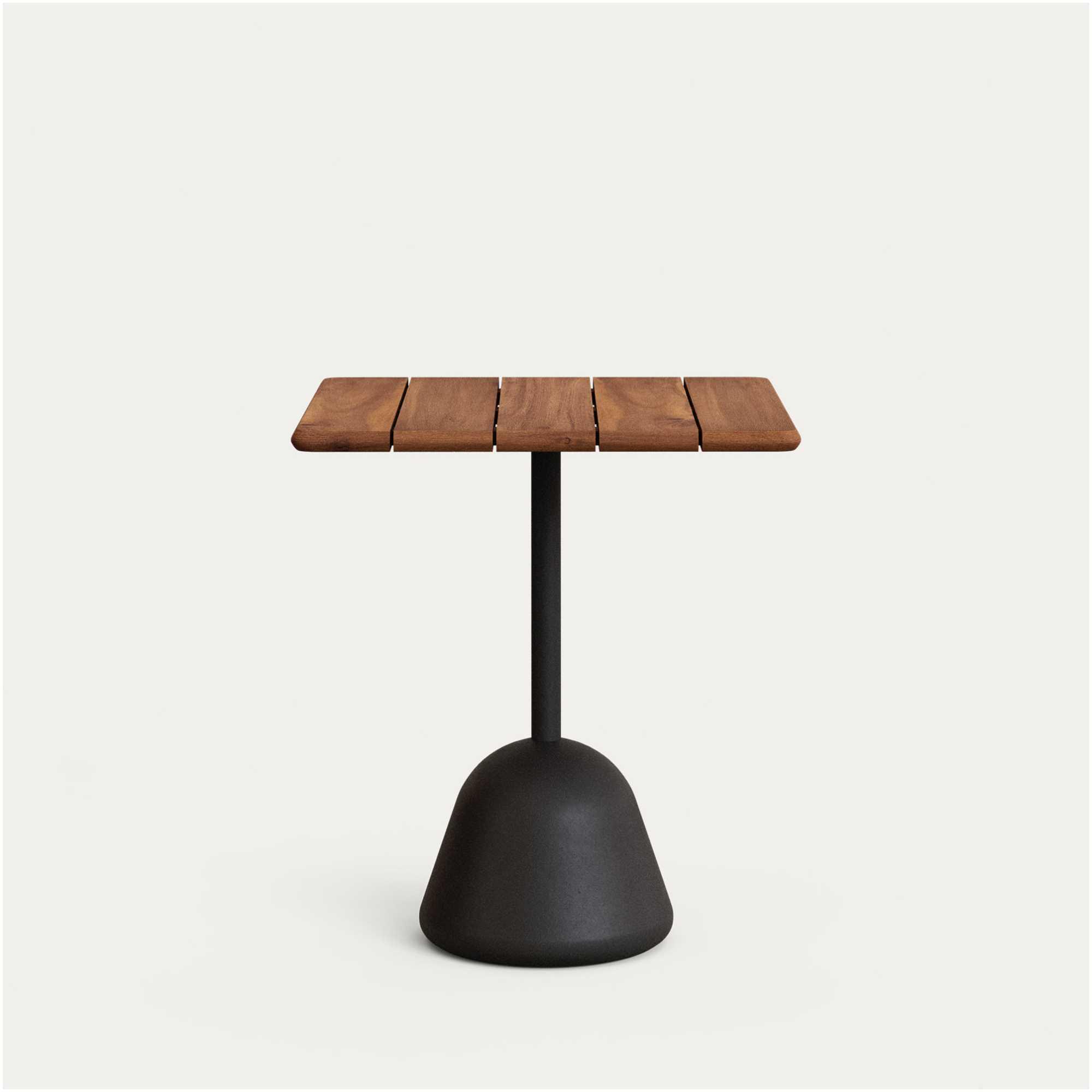 Saura Tisch mit Akazienplatte in Walnussfinish und schwarzem Zementfuss 70x70x75 cm