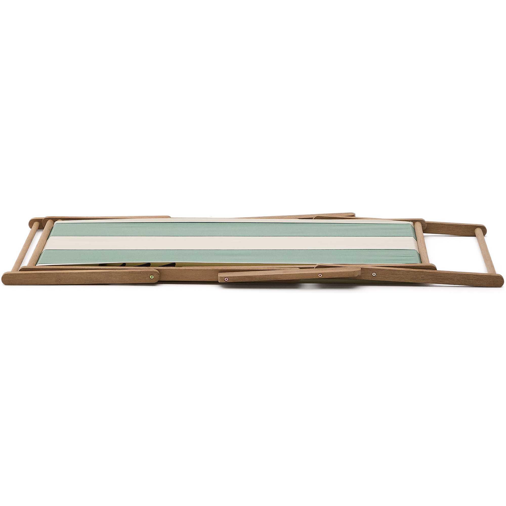 Grün-beige gestreifter klappbarer Outdoor-Liegestuhl Vilara aus massivem Akazienholz, FSC 100%
