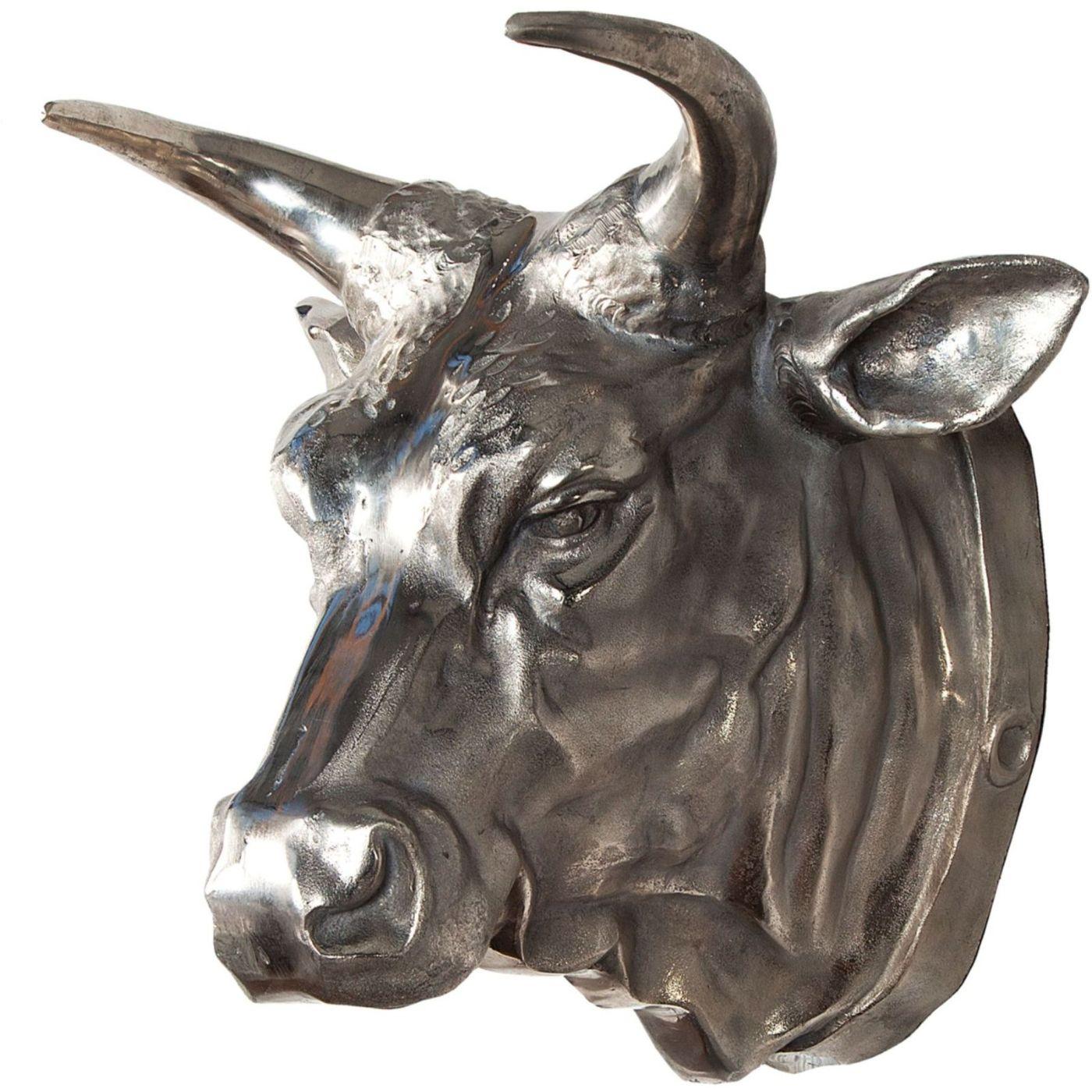 Wanddekoration Bull Schädel 65cm silber