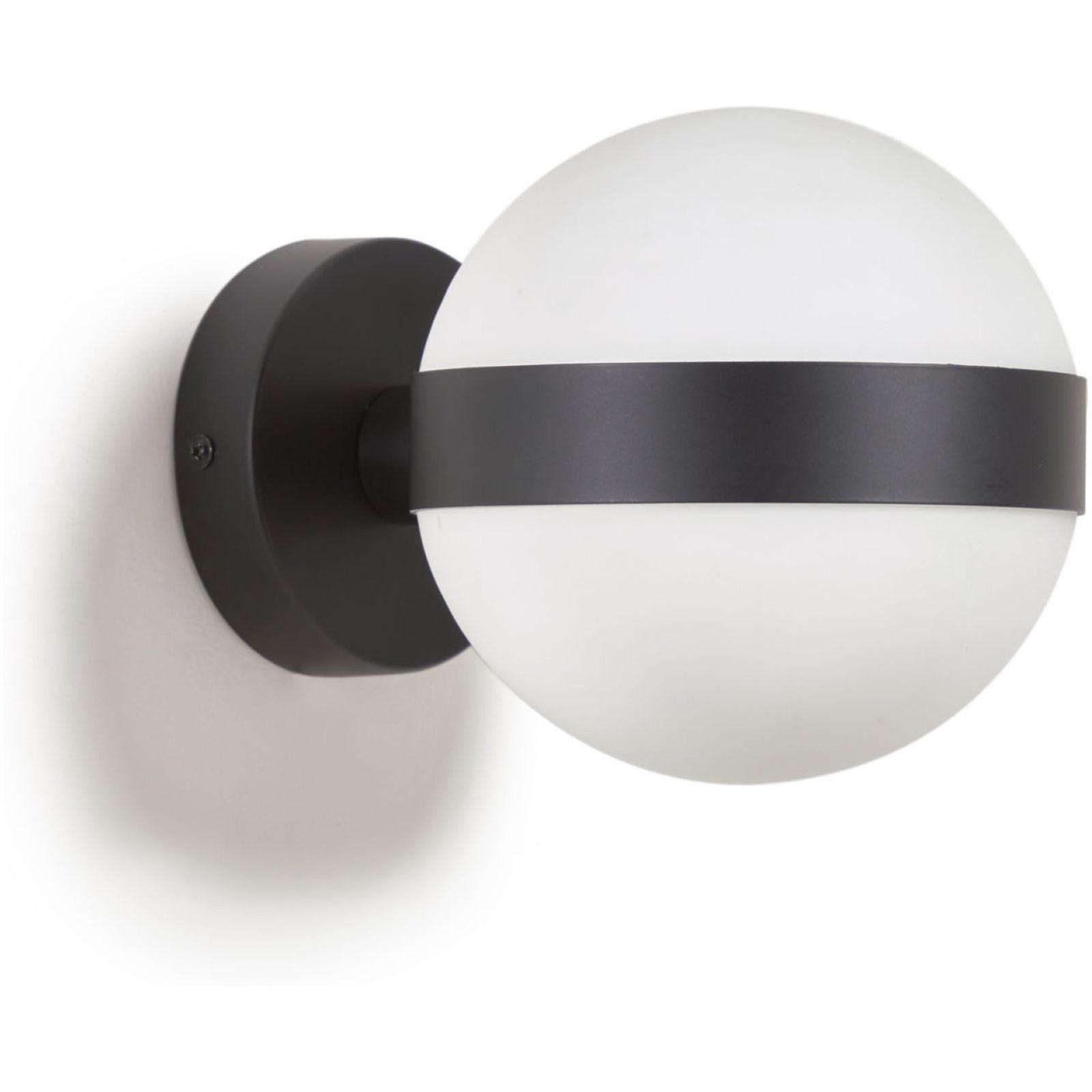 Wandleuchte Anasol Metall schwarz Glas weiss