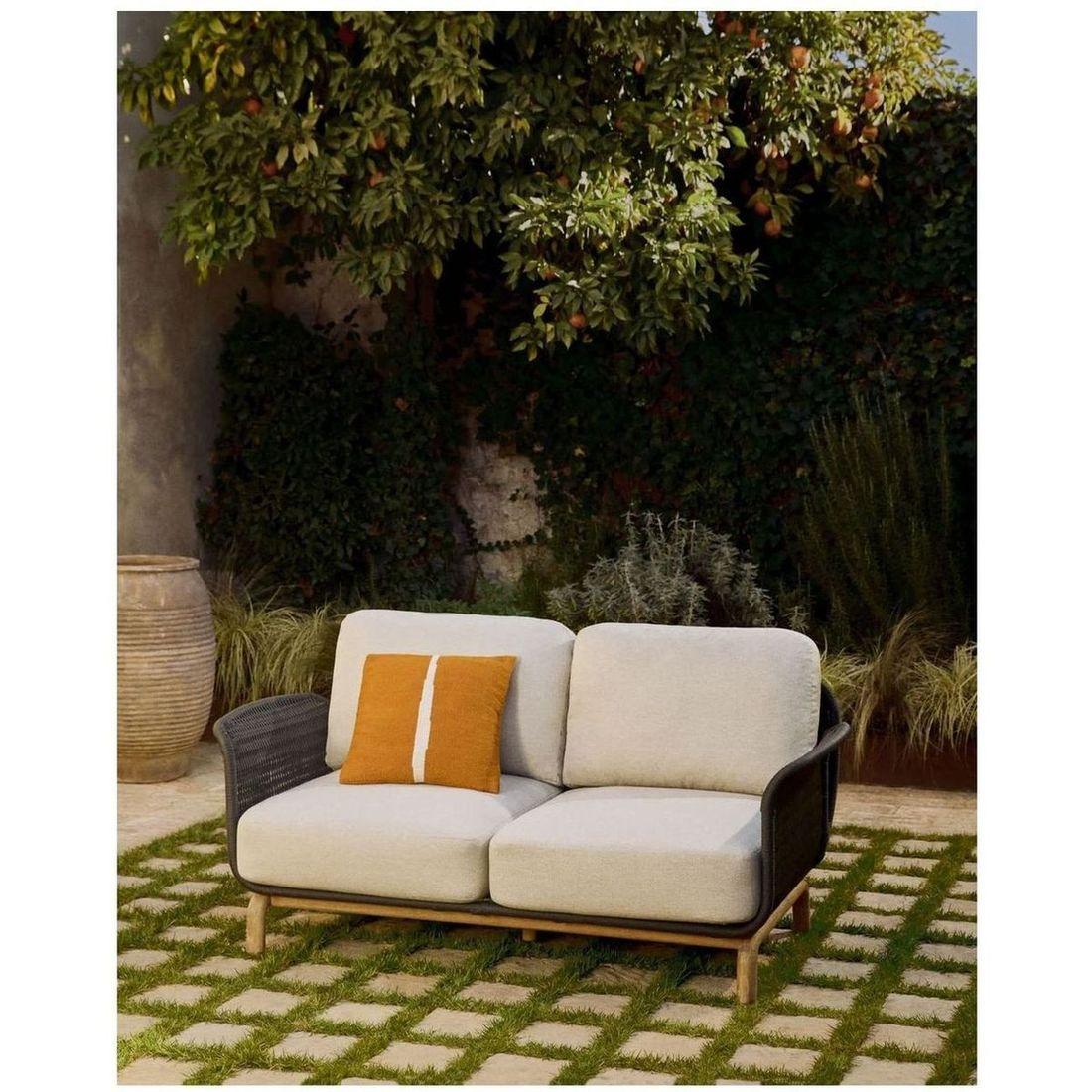 Gartensofa 2-Sitzer Alipa Akazienholz massiv Seil dunkelgrau 165
