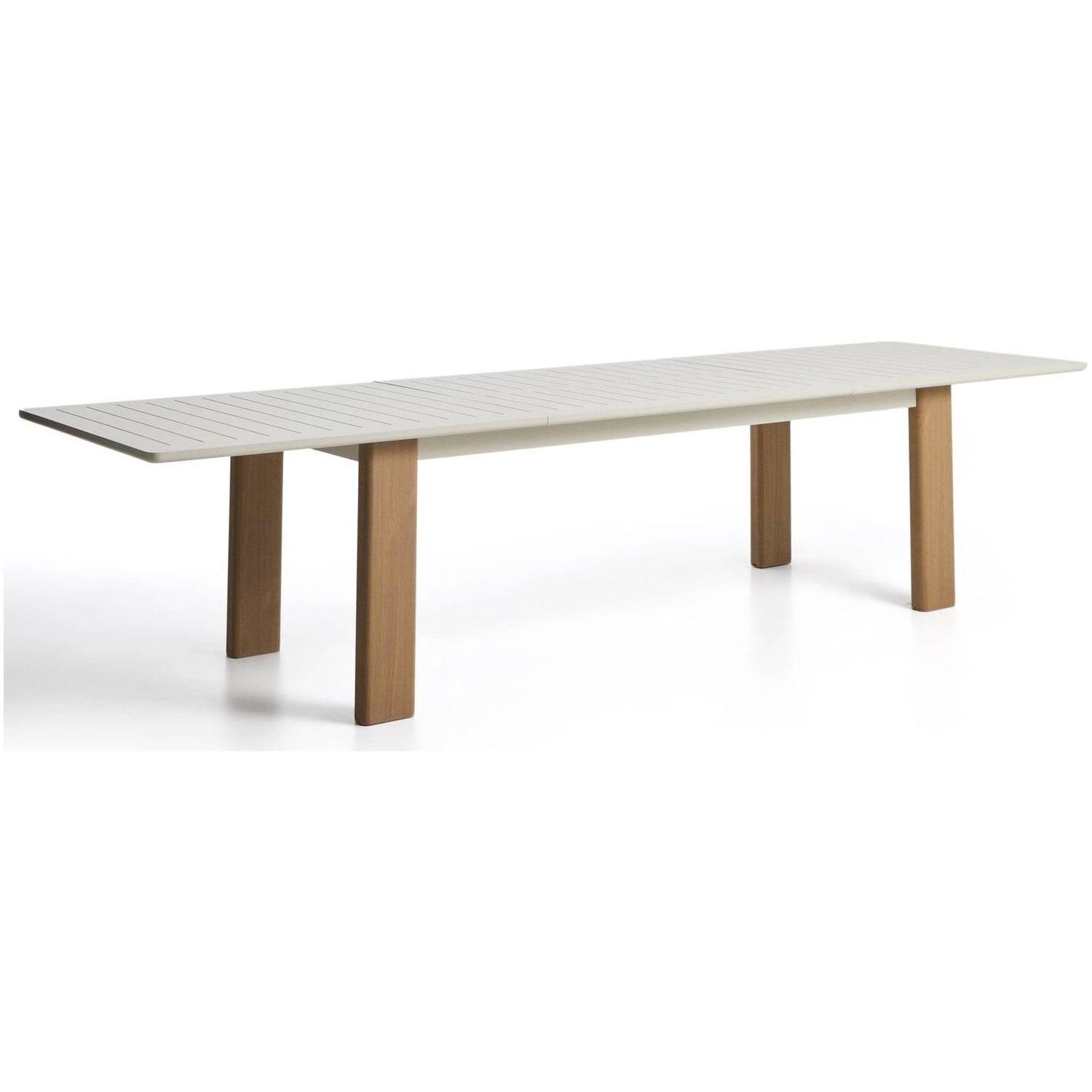 Gartentisch ausziehbar Livorno Aluminium ecru Holzoptik 233-350x100