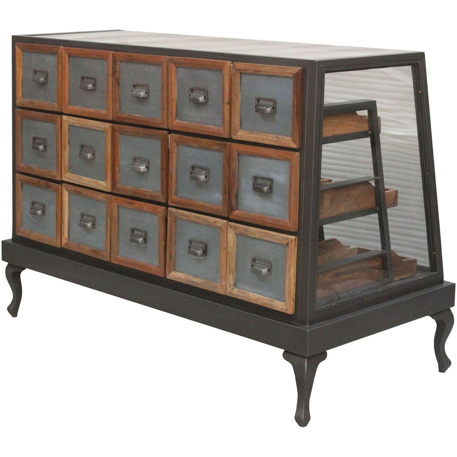 Präsentationskommode Teak Industrial 136