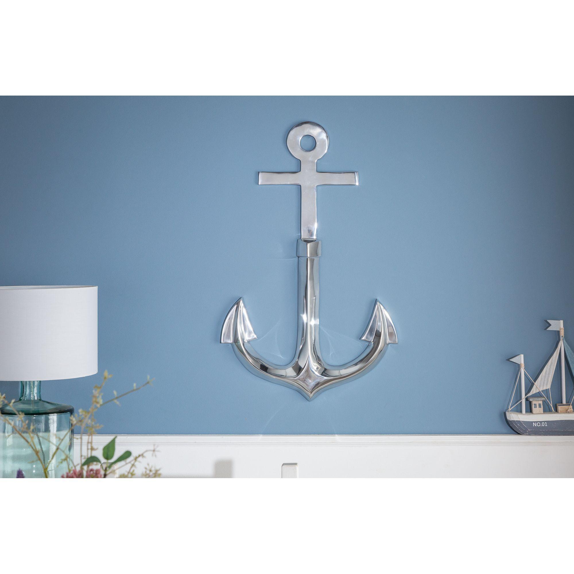 Wanddekoration Anker 70cm silber 3D