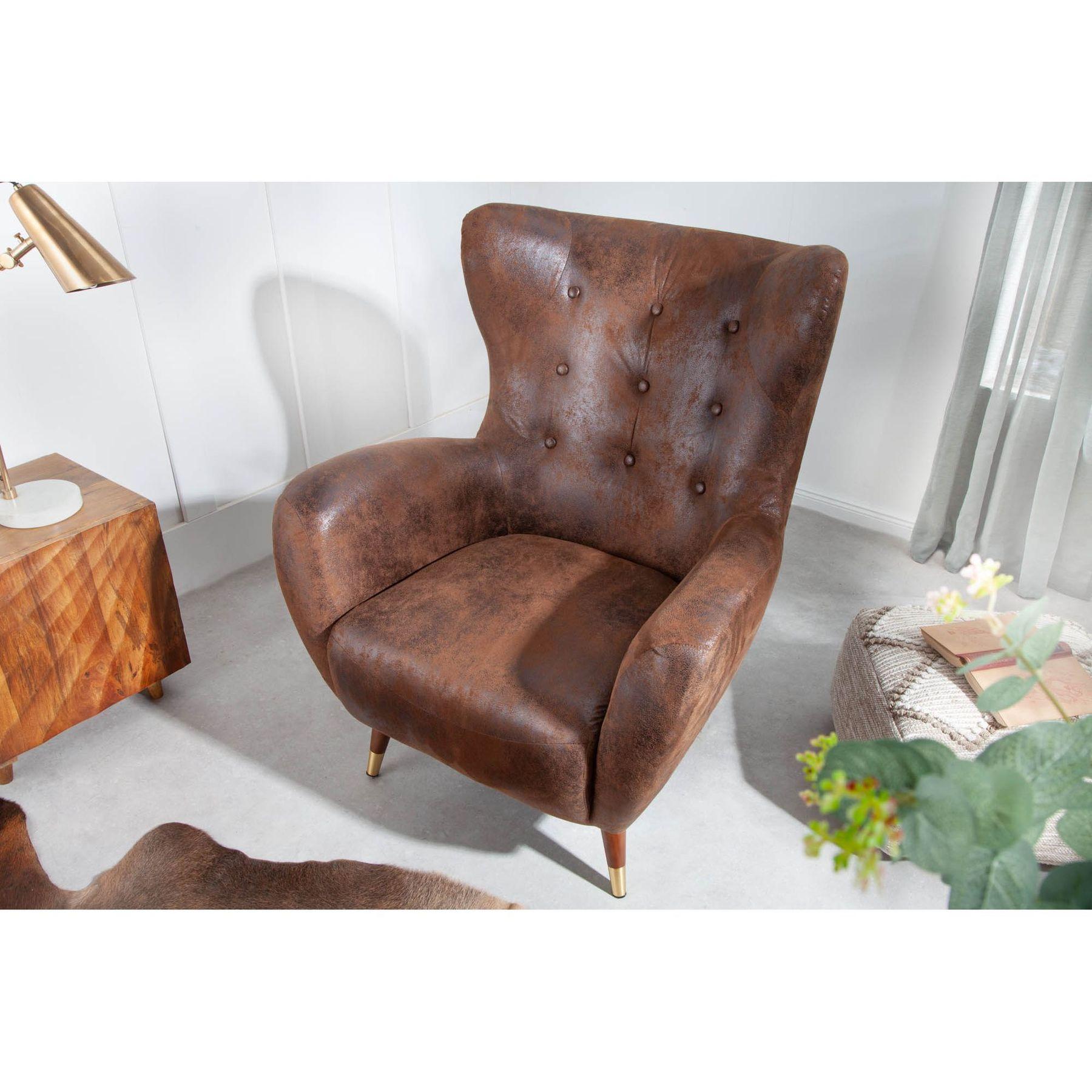 Ohrensessel Bobby Mikrofaser Stoff braun