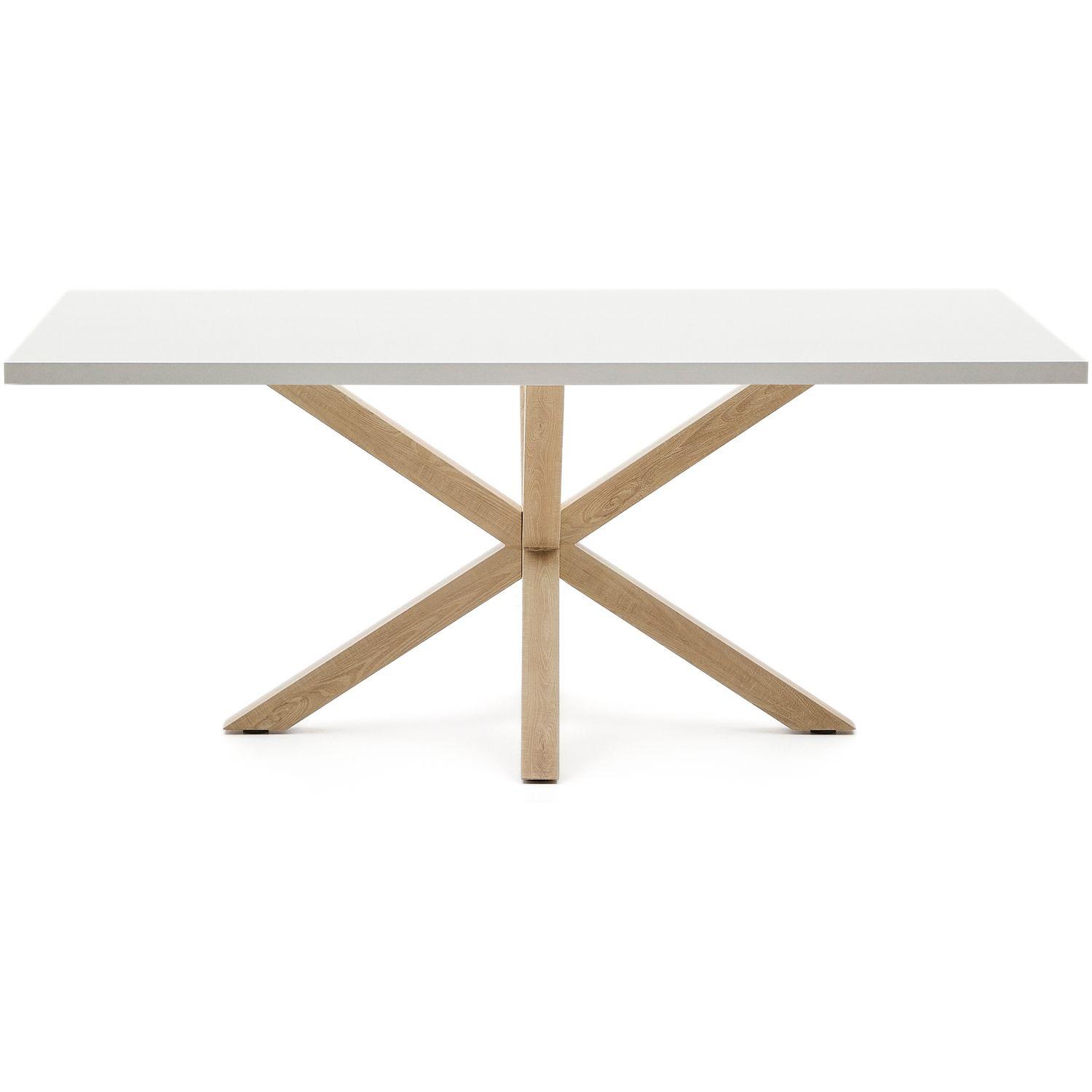 Argo Tisch 200x100 mit Melamin weiss und Stahlbeinen mit Holzeffekt