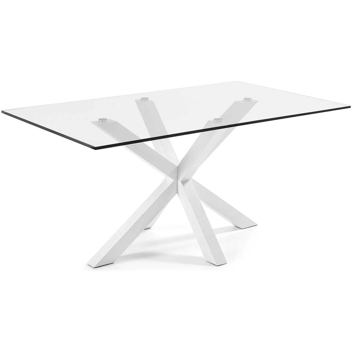 Argo Tisch aus Glas und Stahlbeine weiß 160 x 90 cm