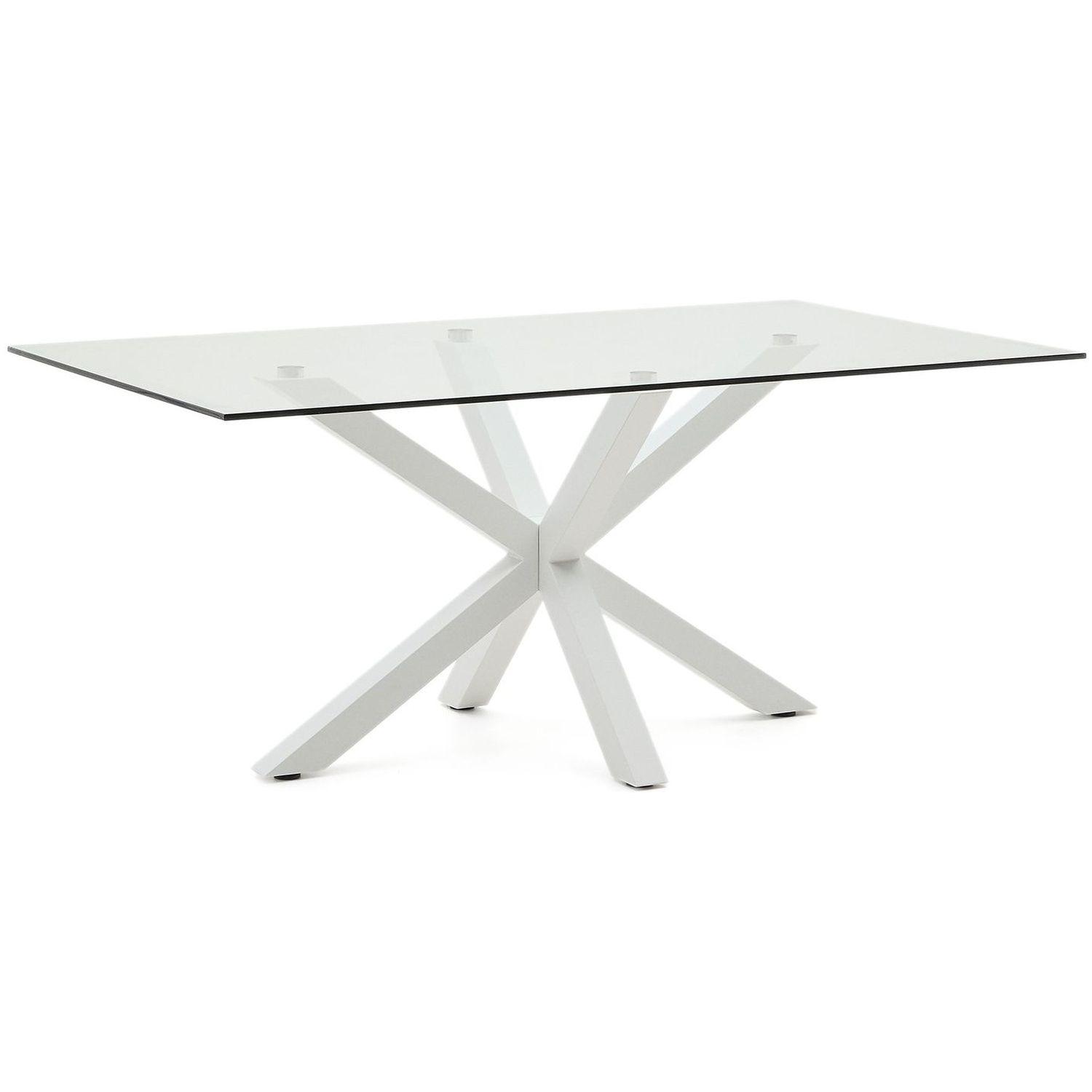 Argo Tisch aus Glas und Stahlbeine weiß 180 x 100 cm