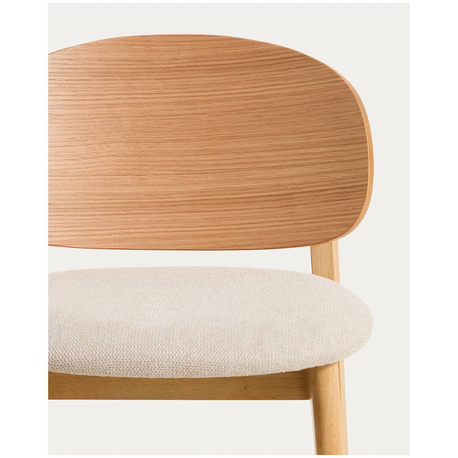 Barhocker Ludara aus Eichenfurnier mit beiger Chenille 65 cm