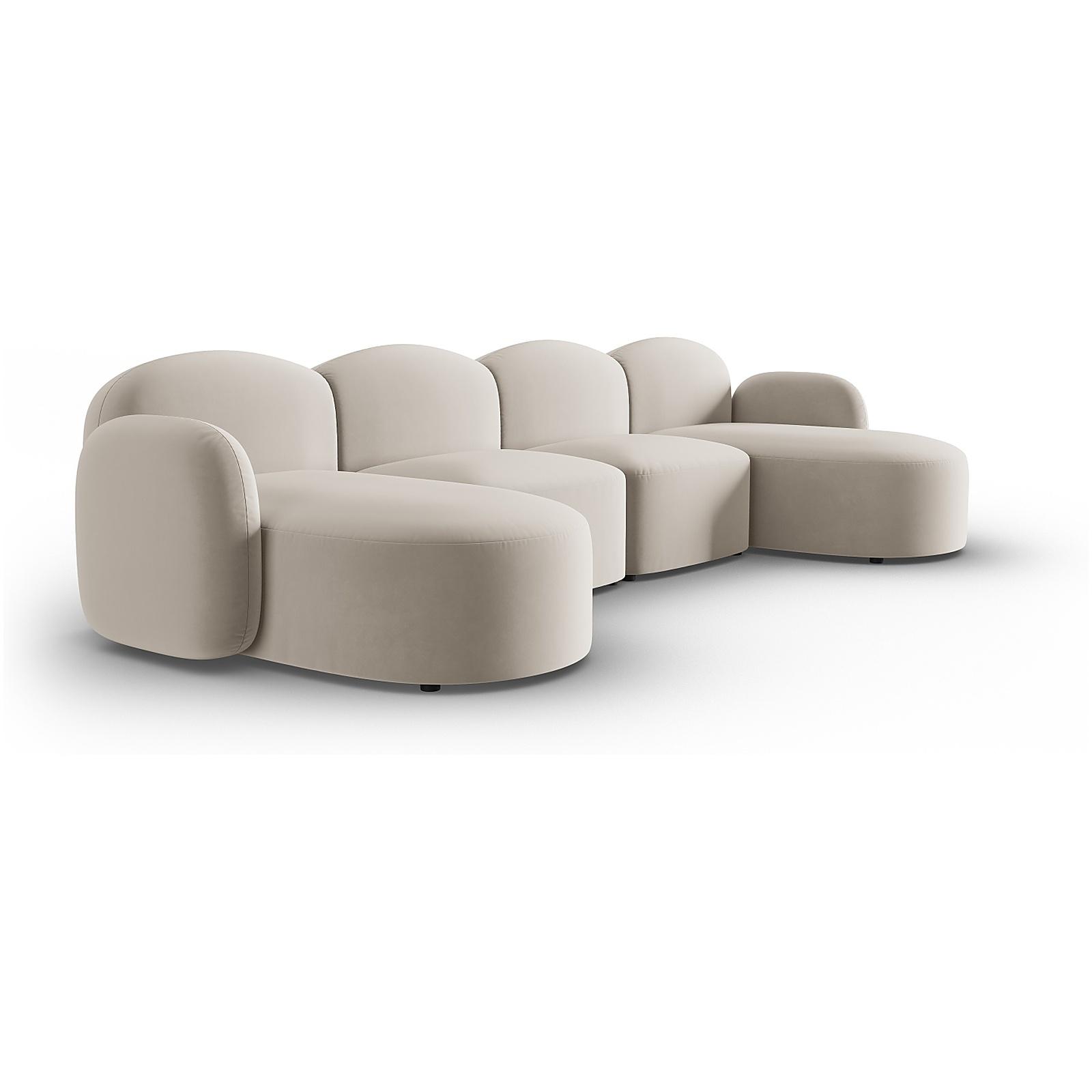 Wohnlandschaft U-Sofa Blair - Bezug: Velvet (Casino), Light Beige
