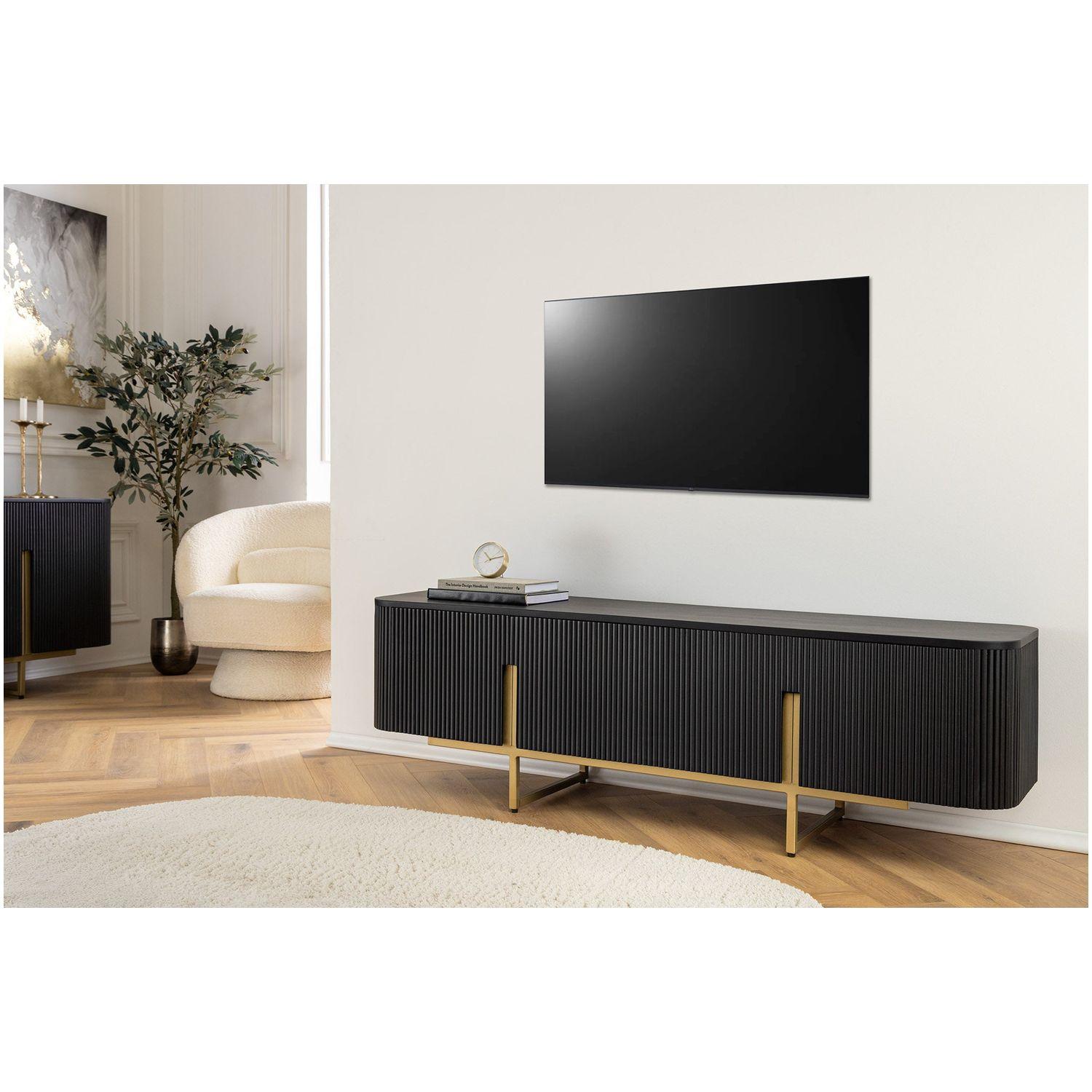TV Board Lowboard abgerundet Cazeno Gold Mangoholz schwarz 160