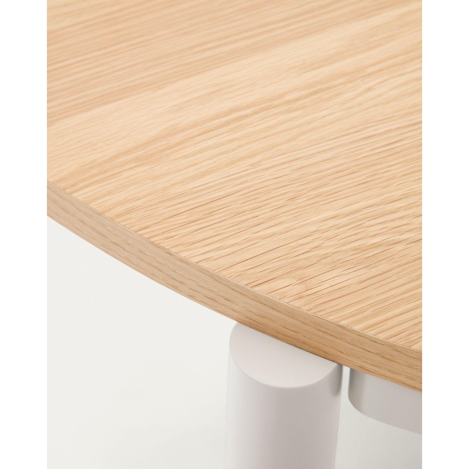 Ausziehtisch rund Montuiri Eichenfurnier natur Stahlbeine grau 120-200x120
