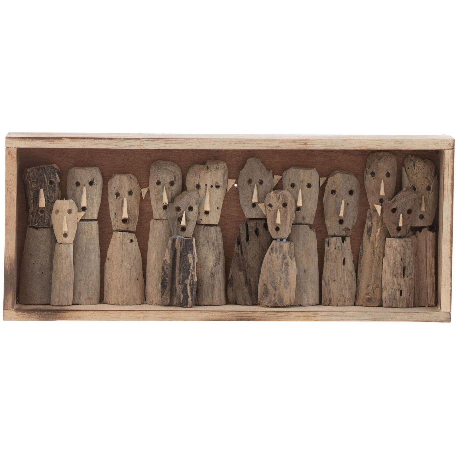 Wanddekoration Familie Masken Fächer Recyceltes Holz natur 55x23