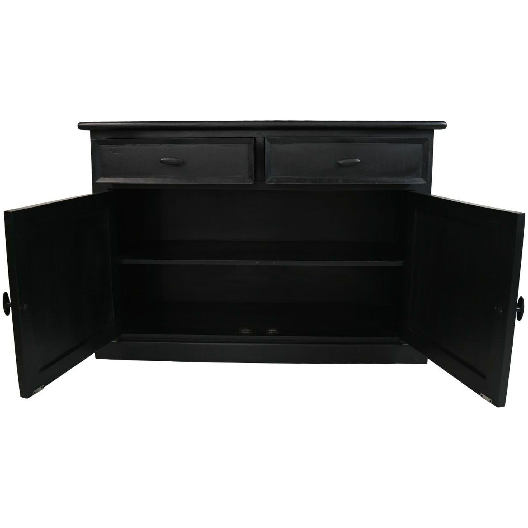 Büffetschank Vitrine Provence Mangoholz schwarz-grau 130x215