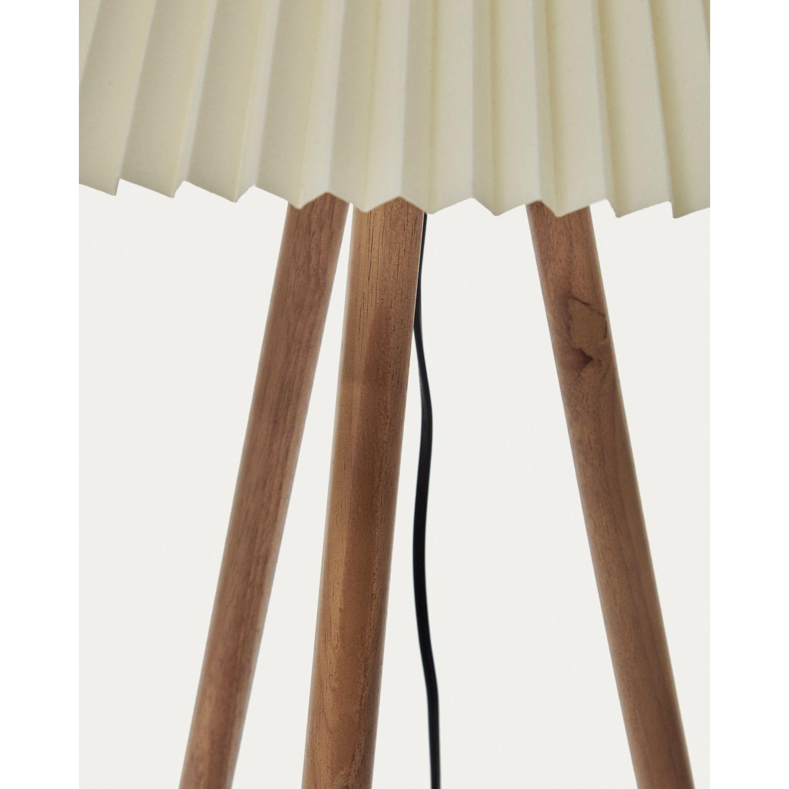 Stehlampe Benicarlo Kautschukholz mit natürlichem Finish und Beige