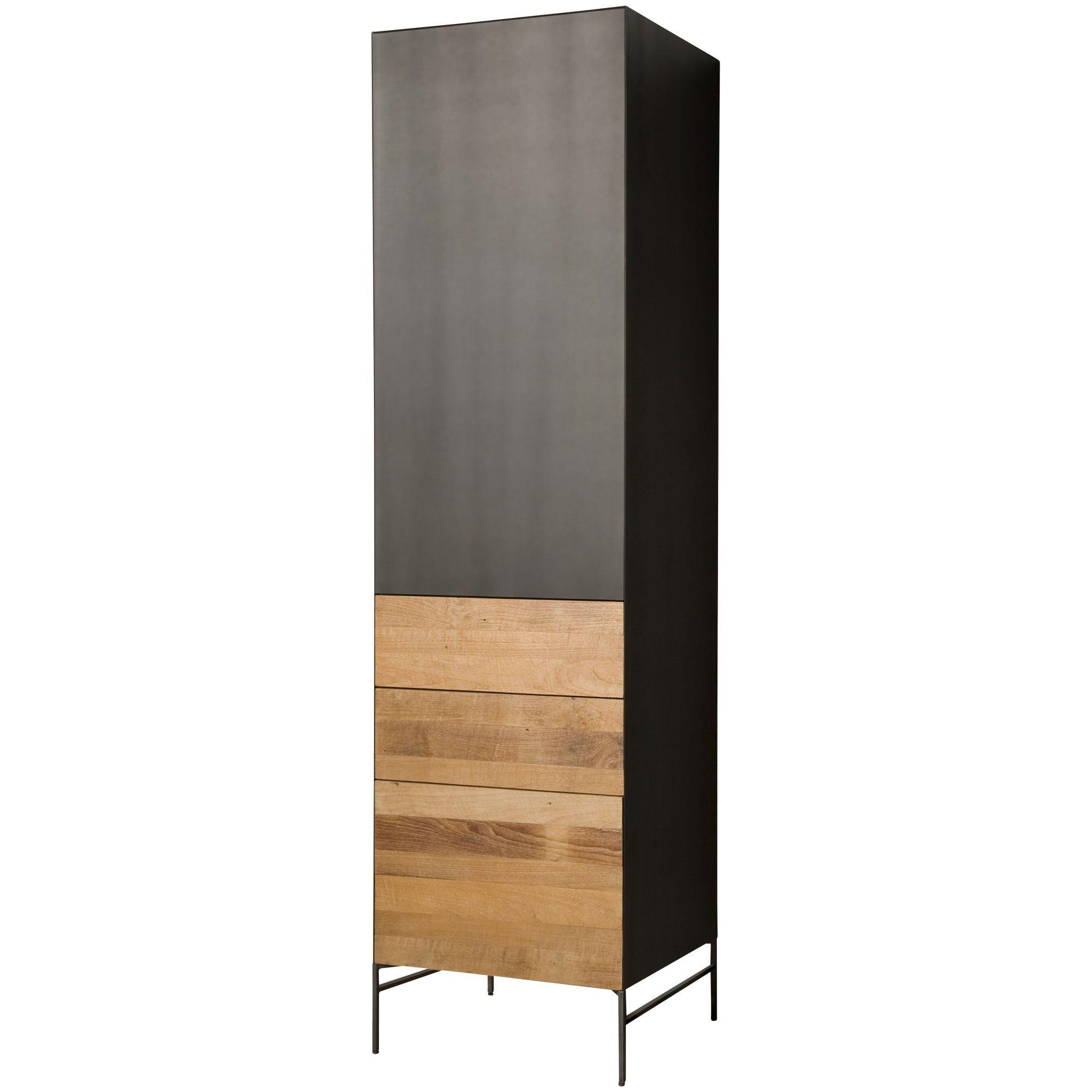 Massivholzschrank Bern 55x202 Teakholz links
