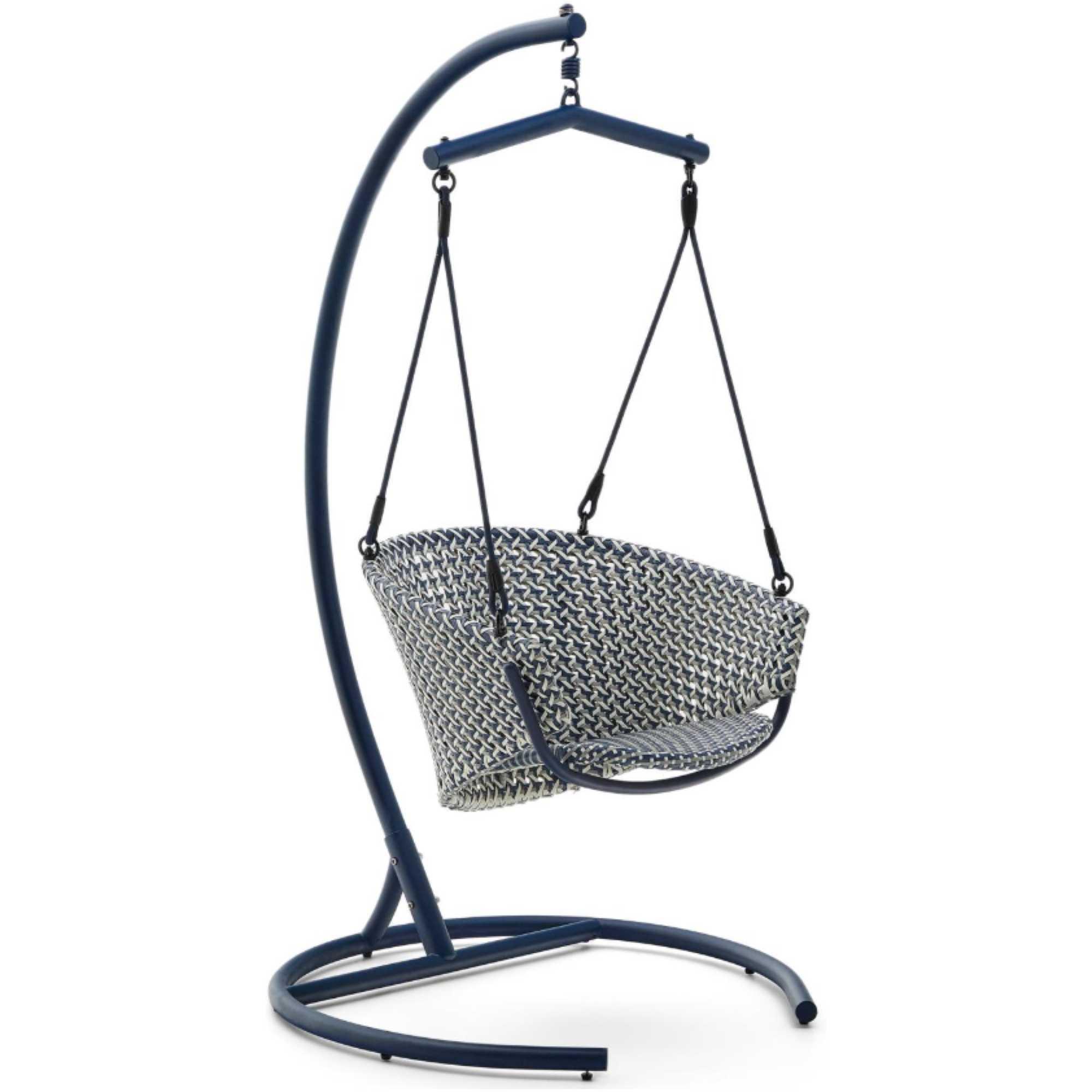 Hängesessel mit Fuss Saliga aus Aluminium und Kunstrattan in blau