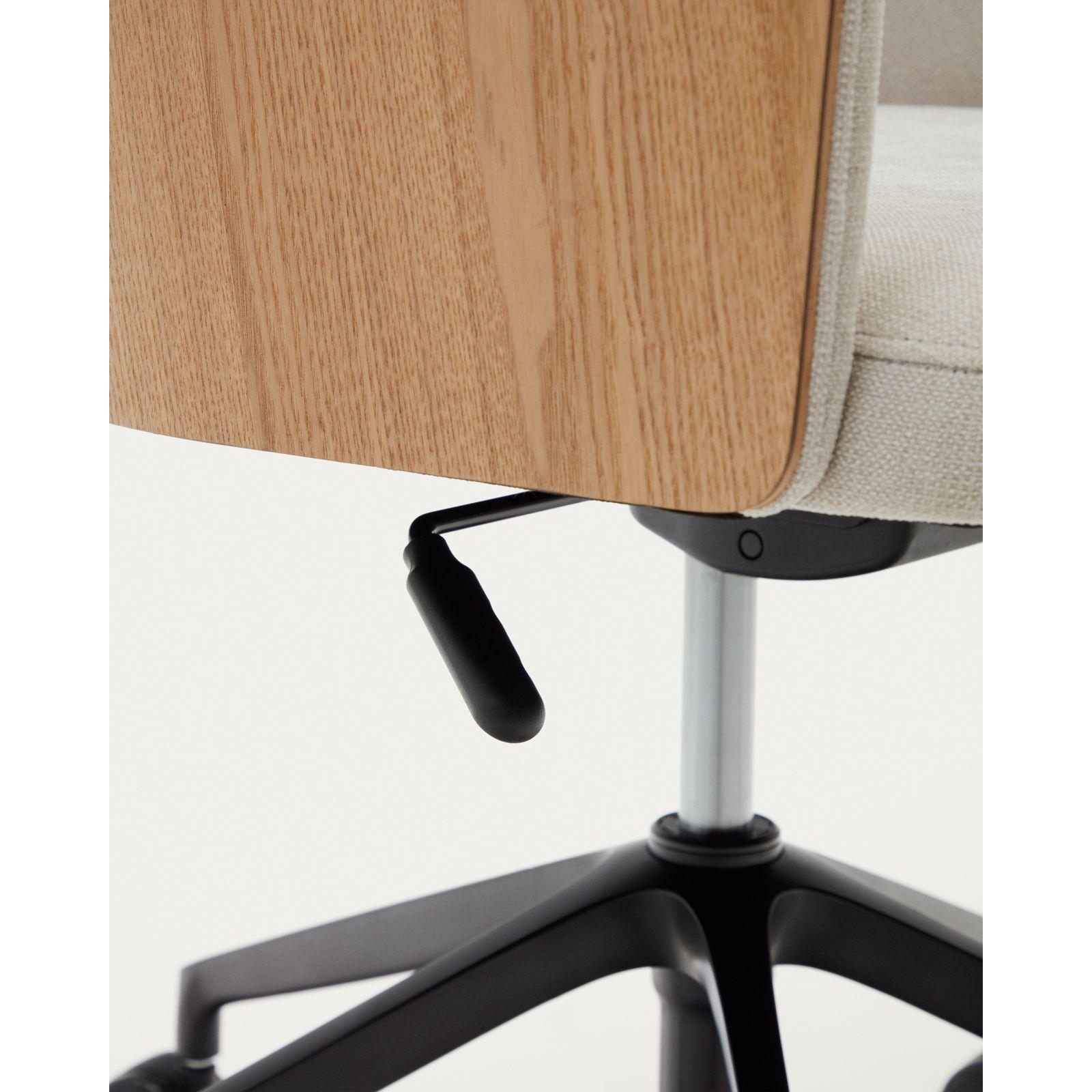 Bürodrehstuhl Madai Chenille Stoff beige Eschenfurnier natur FSC