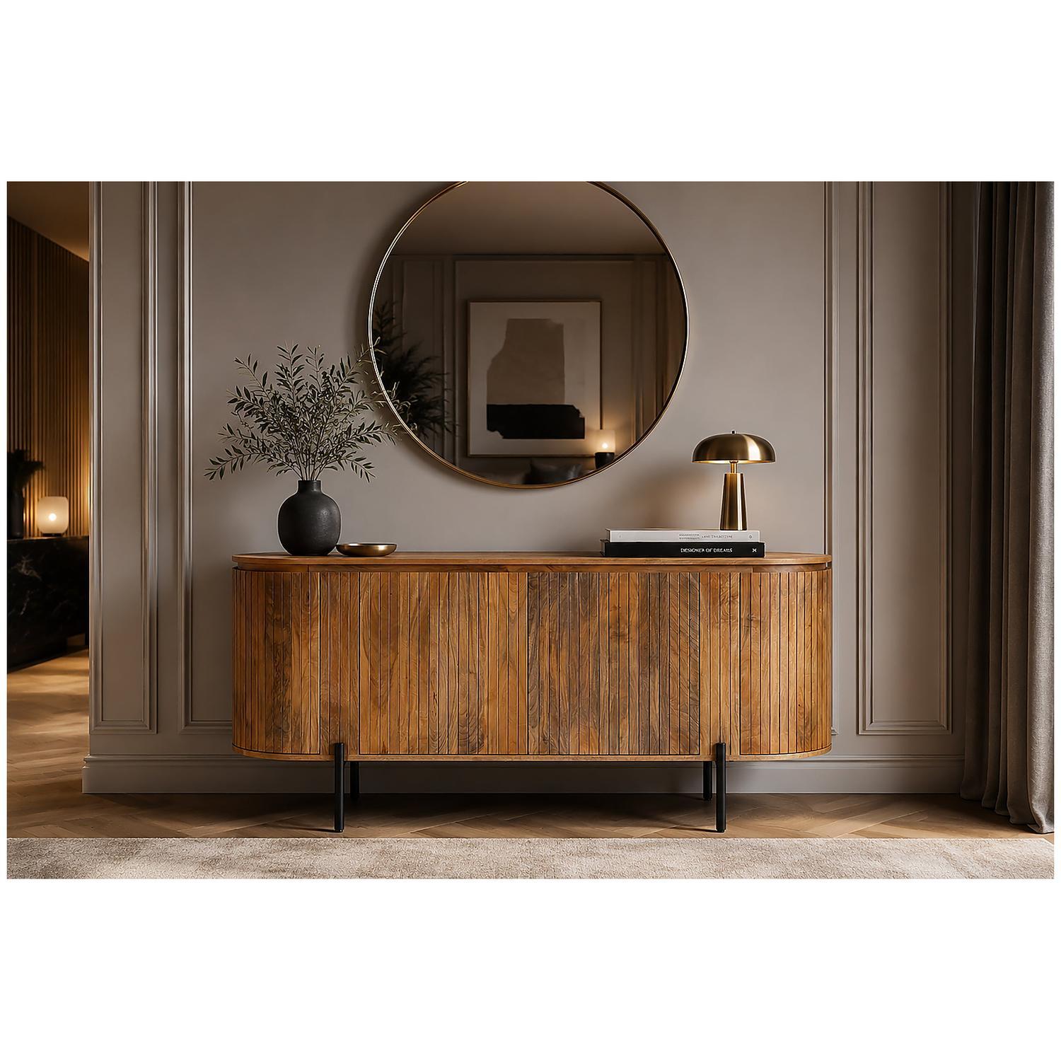 Sideboard abgerundet Cazeno Mangoholz natur 160
