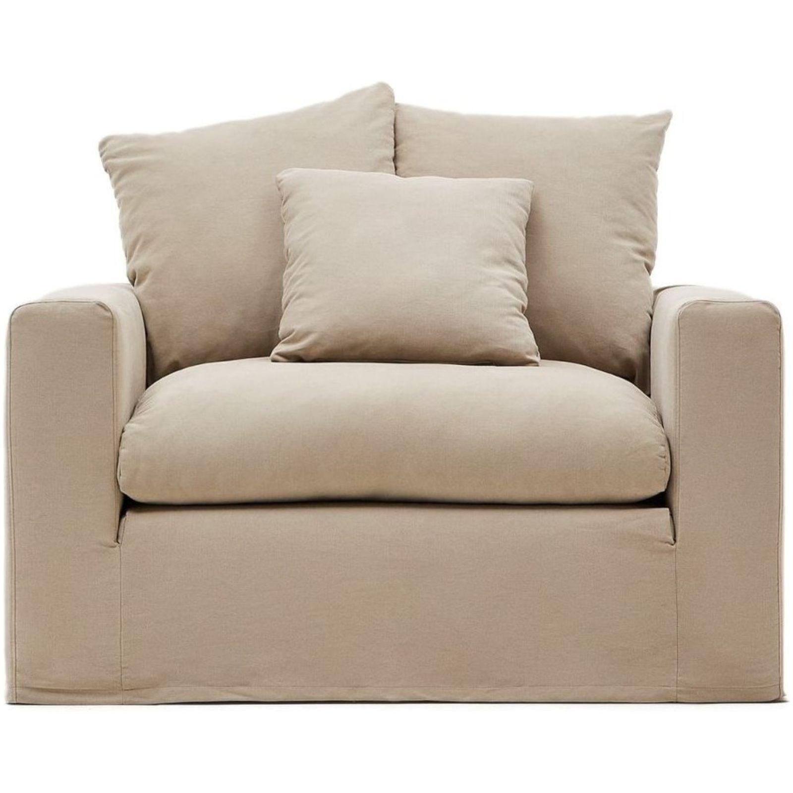 Bezug für Nora Loveseat Sessel aus Leinen und Baumwolle beige