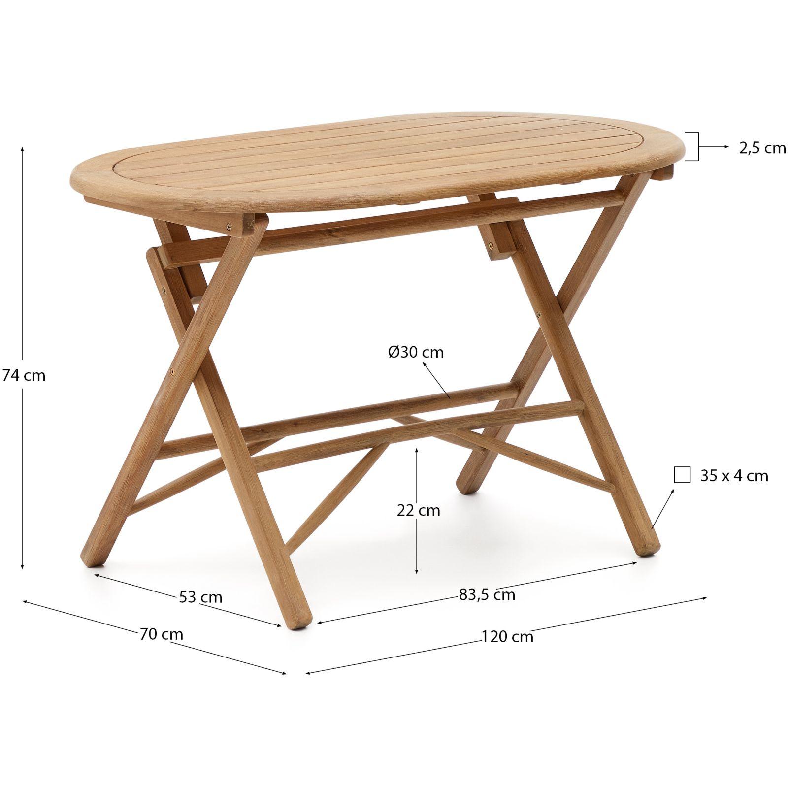 Garten Klapptisch Dandara massives Akazienholz Natur 120x70 100% FSC