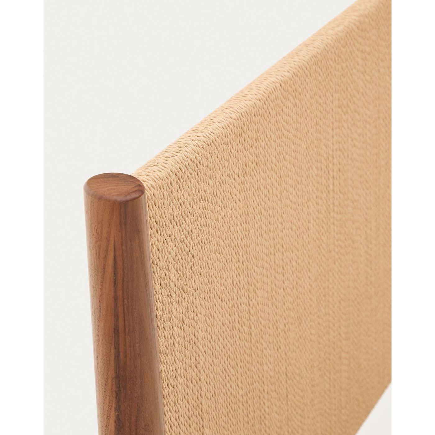 Holzbett mit Kopfteil Elan Furnier und massivem Walnussholz mit Seil - Grösse: 160x200