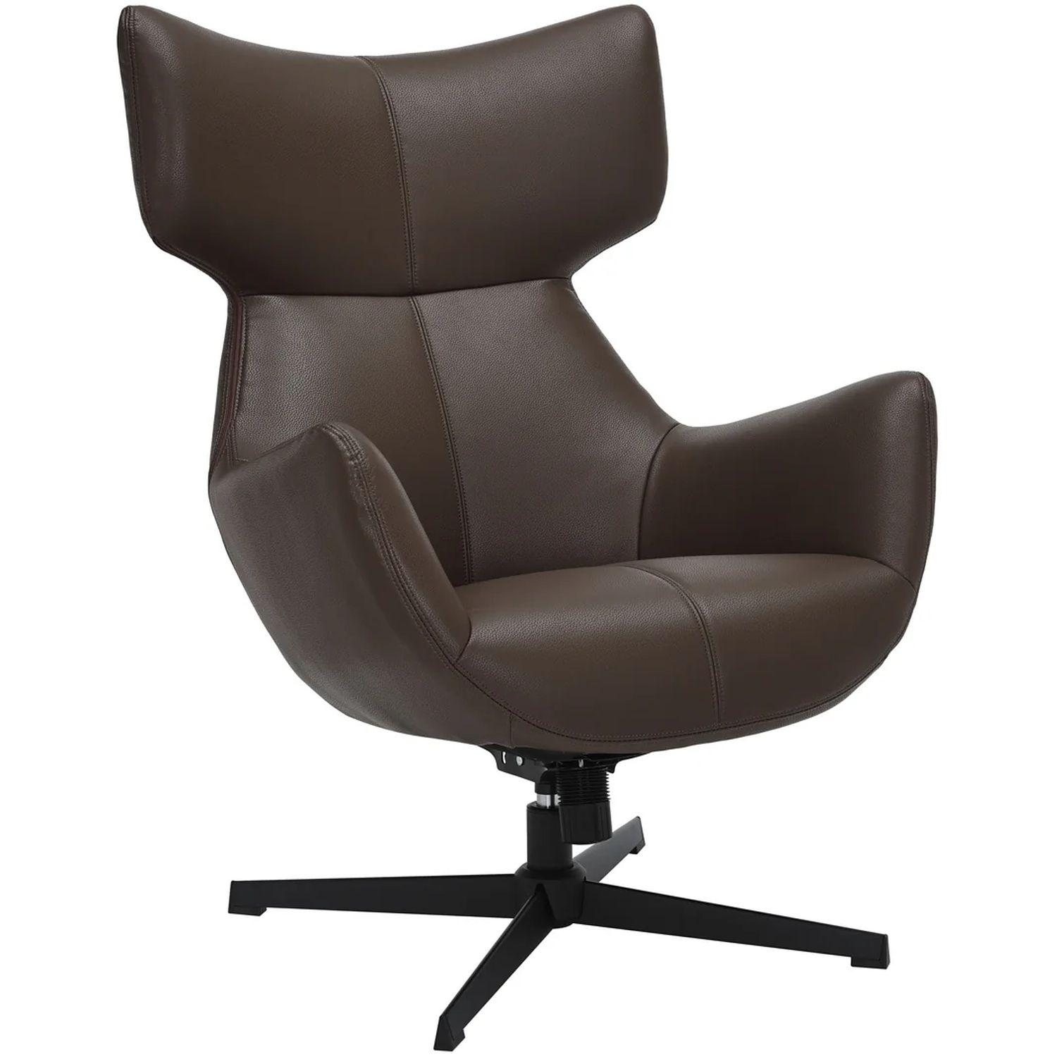 Relaxsessel drehbar Vana Kunstleder braun Metall schwarz